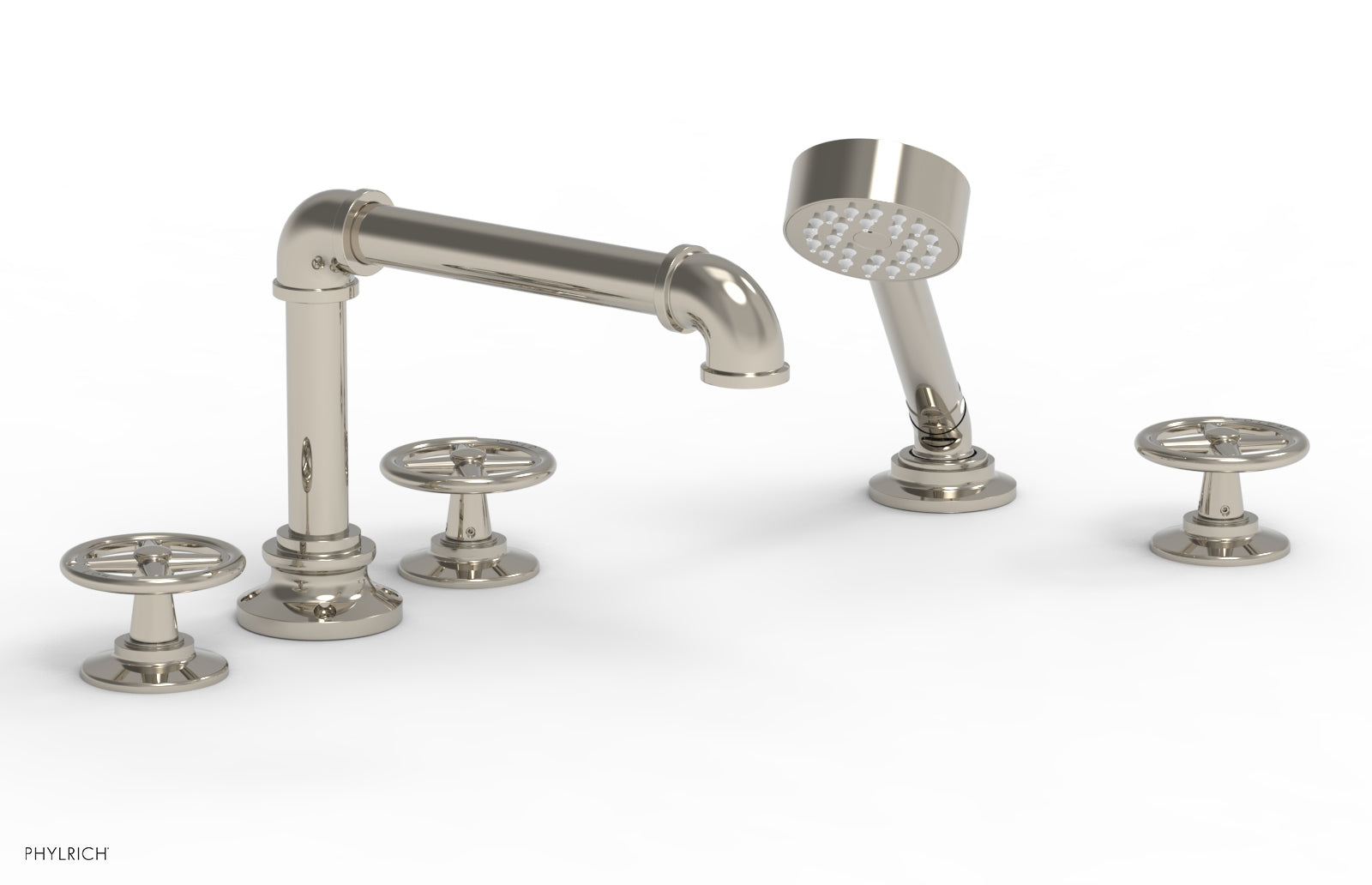 WORKS 2 Deck Tub Set with Hand Shower - Cross Handles 221-48