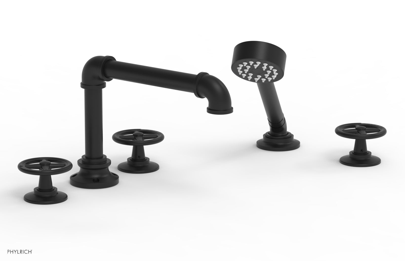 WORKS 2 Deck Tub Set with Hand Shower - Cross Handles 221-48