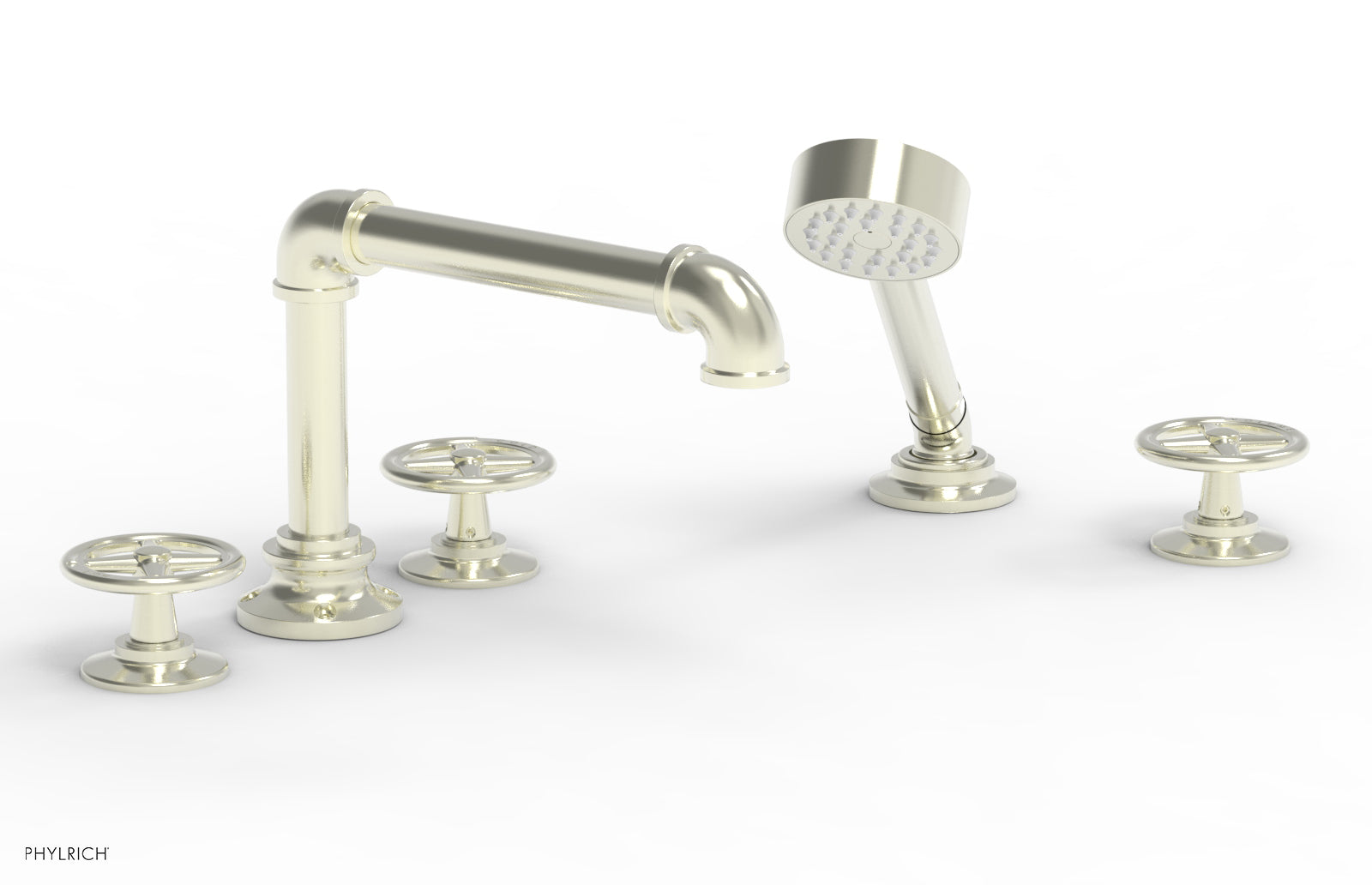 WORKS 2 Deck Tub Set with Hand Shower - Cross Handles 221-48