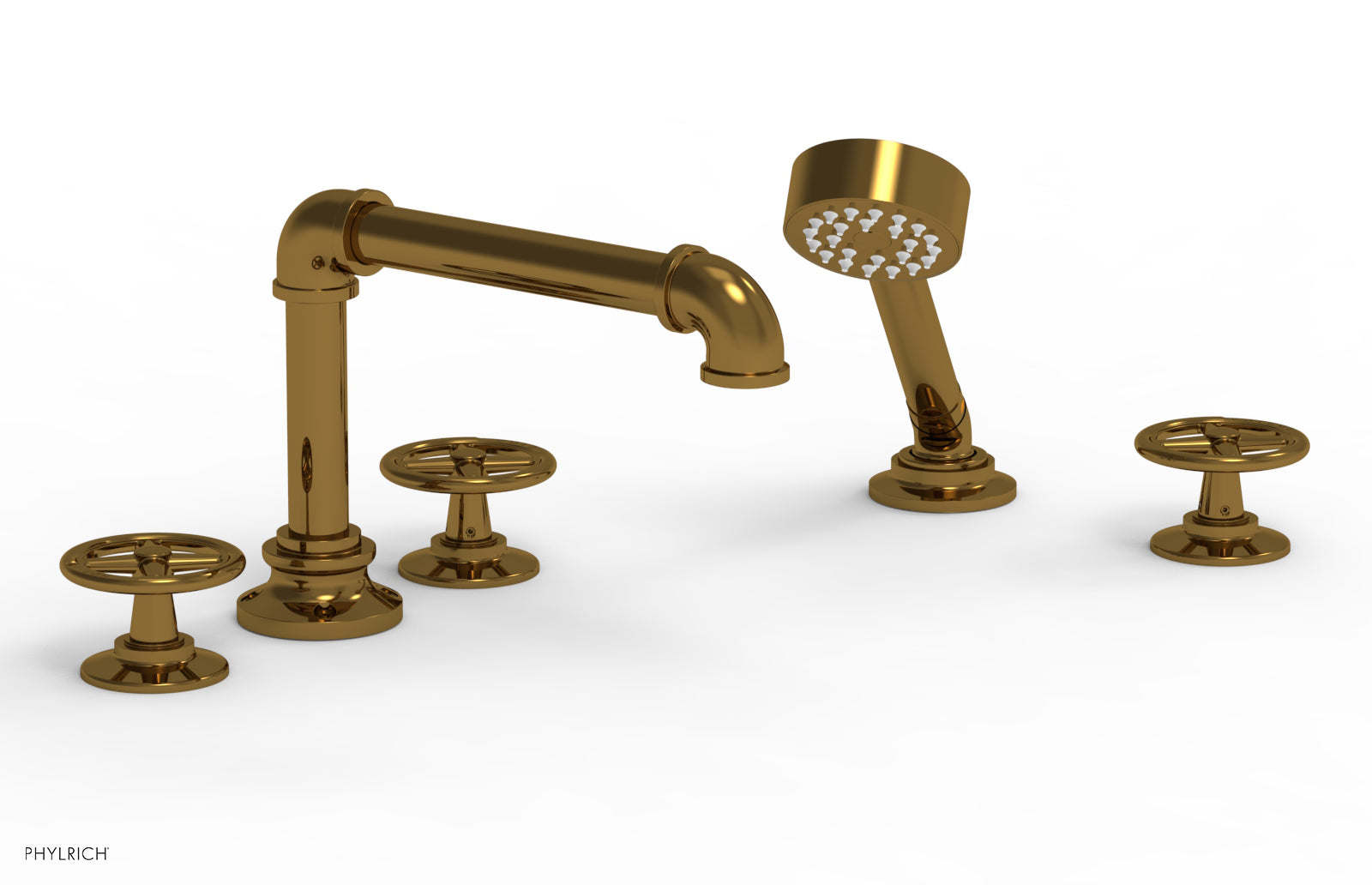 WORKS 2 Deck Tub Set with Hand Shower - Cross Handles 221-48