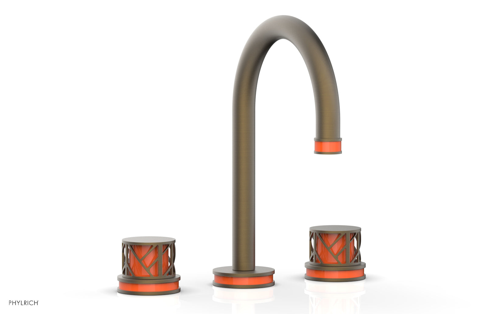 JOLIE Widespread Faucet - Round Handles with "Orange" Accents 222-01