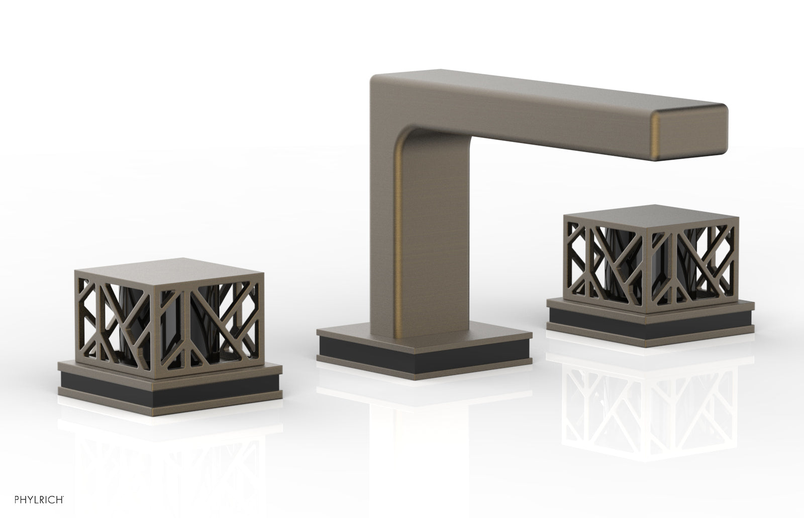 JOLIE Widespread Faucet - Square Handles with "Black" Accents 222-02