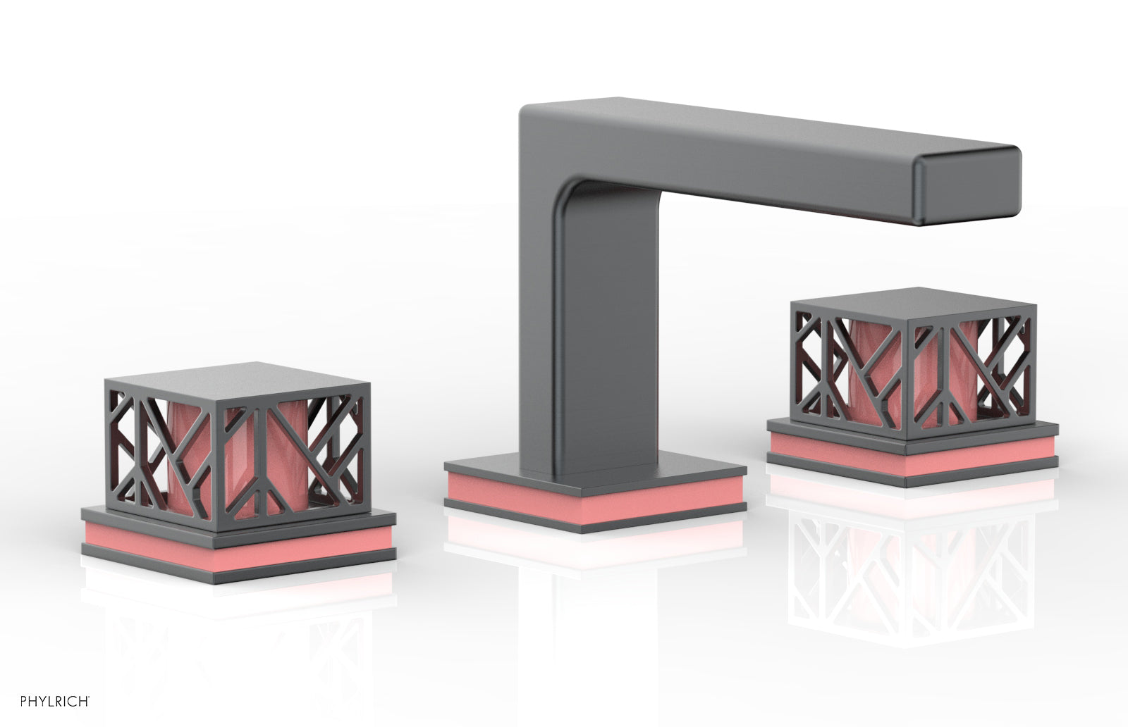 JOLIE Widespread Faucet - Square Handles with "Pink" Accents 222-02