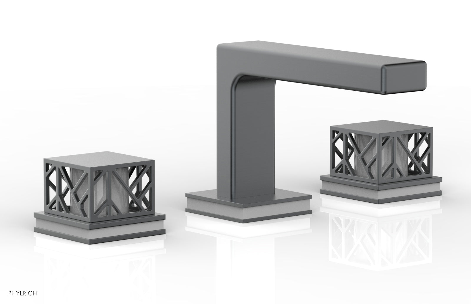 JOLIE Widespread Faucet - Square Handles with "Grey" Accents 222-02