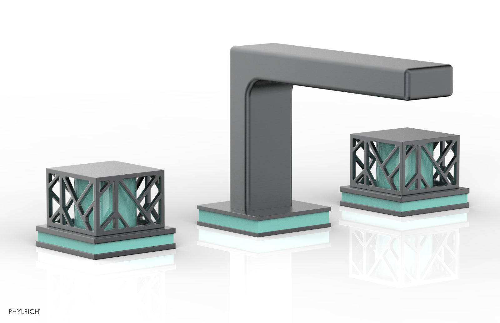 JOLIE Widespread Faucet - Square Handles with "Turquoise" Accents 222-02