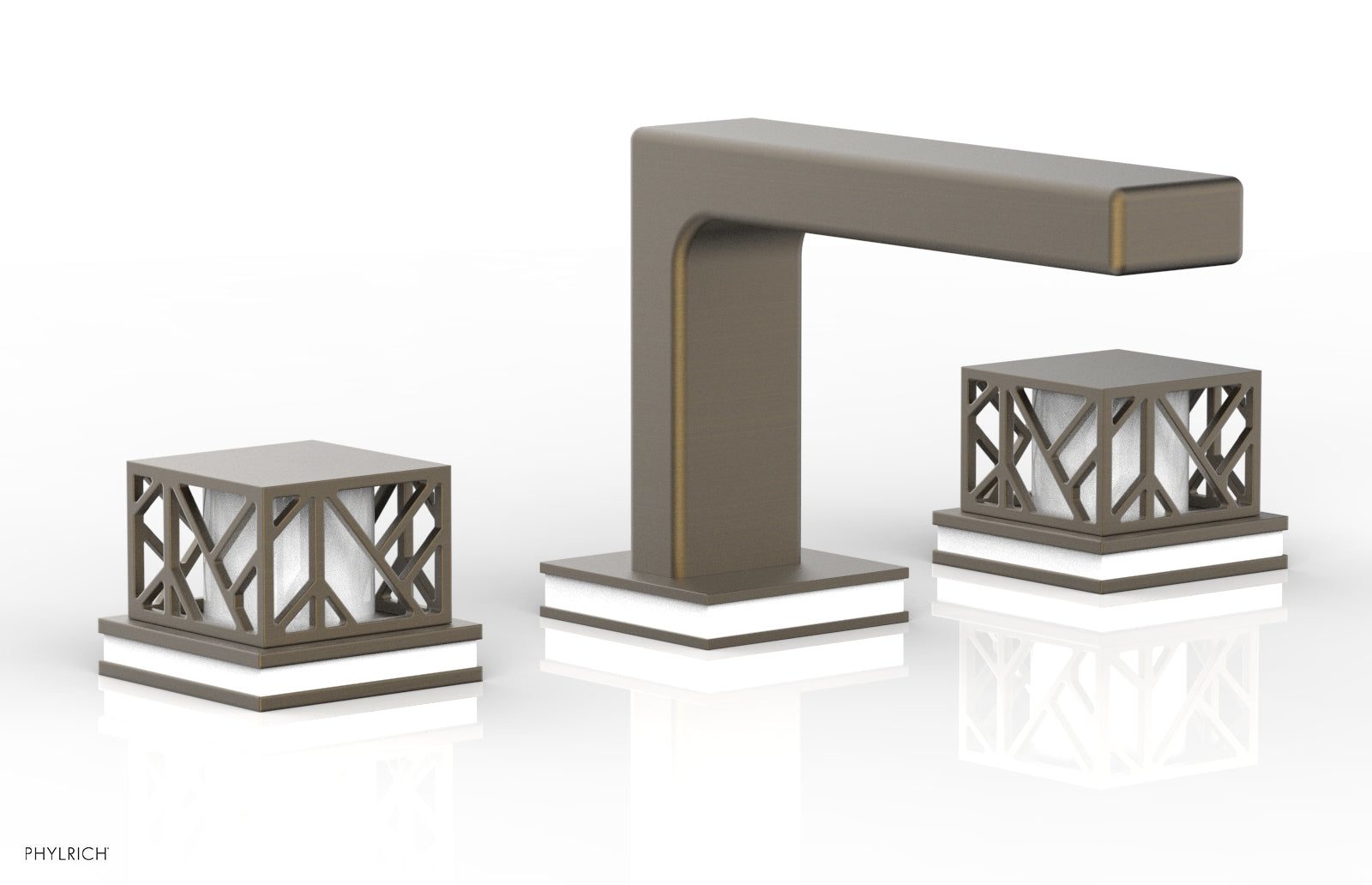 JOLIE Widespread Faucet - Square Handles with "Gloss White" Accents 222-02