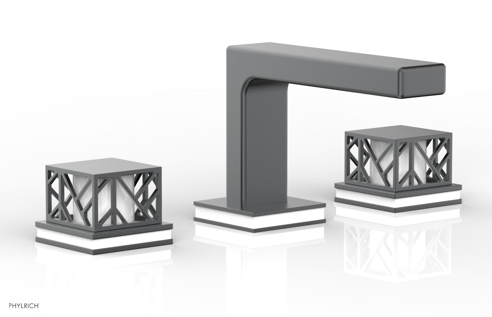 JOLIE Widespread Faucet - Square Handles with "Gloss White" Accents 222-02