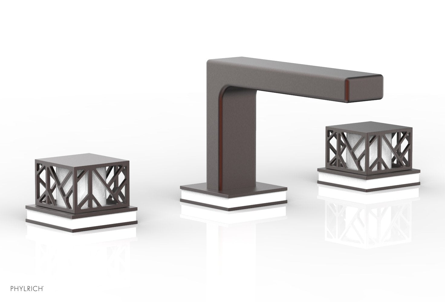 JOLIE Widespread Faucet - Square Handles with "Gloss White" Accents 222-02