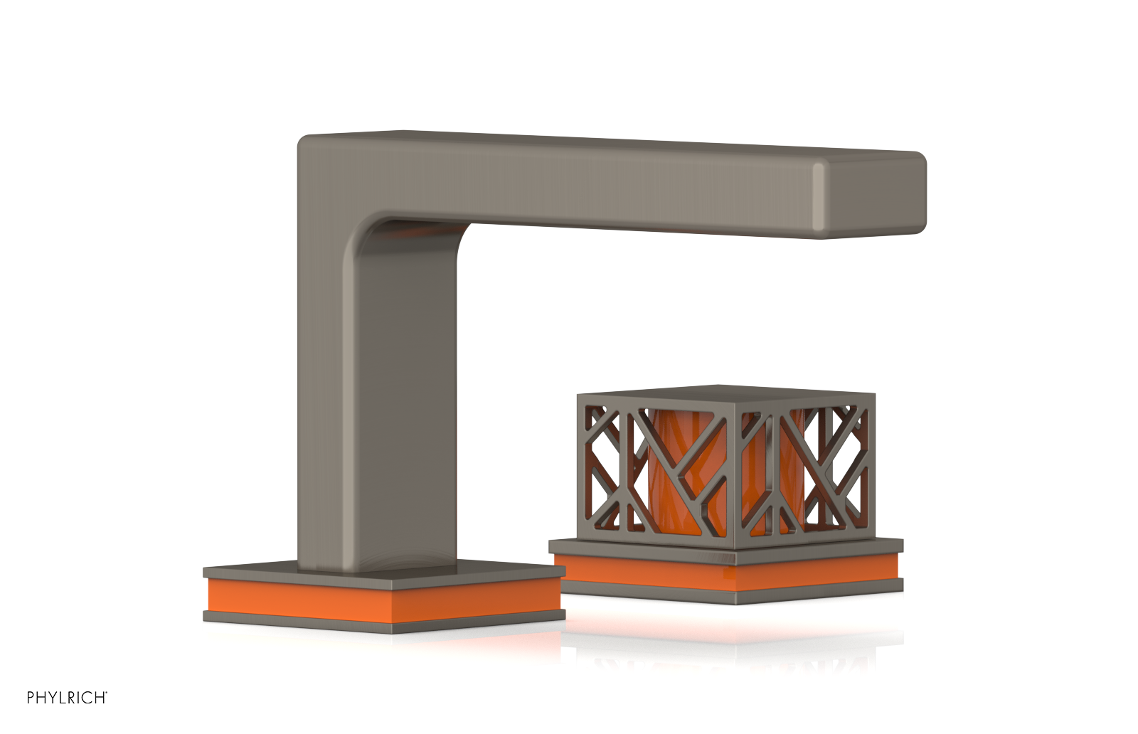 JOLIE Single Handle Faucet - Square Handle with "Orange" Accents 222-07