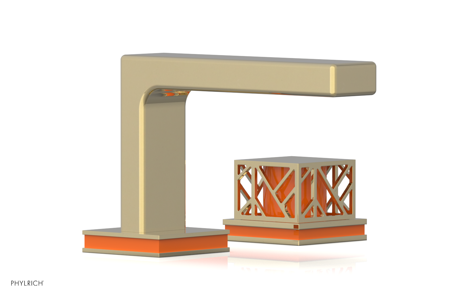 JOLIE Single Handle Faucet - Square Handle with "Orange" Accents 222-07