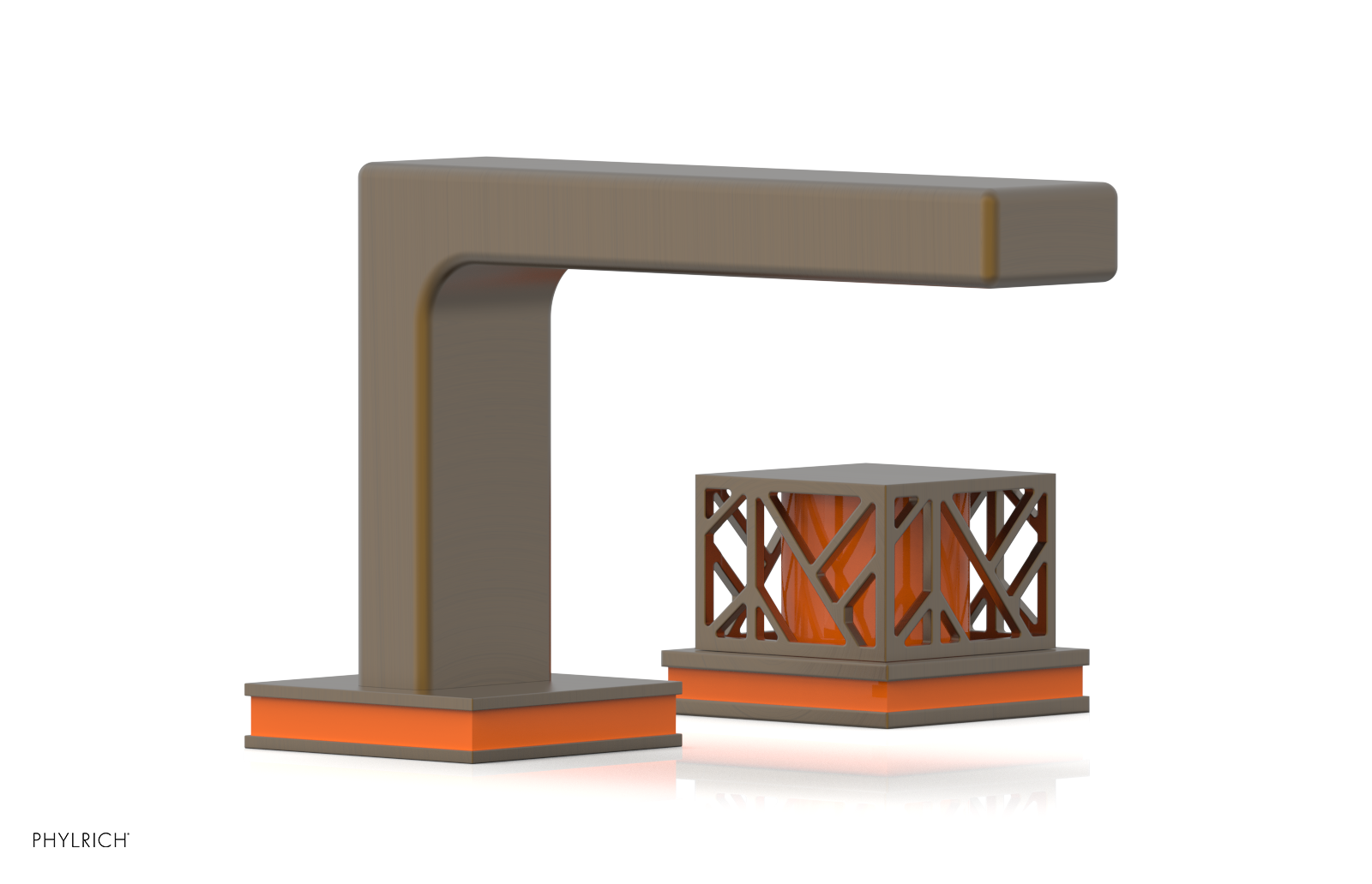 JOLIE Single Handle Faucet - Square Handle with "Orange" Accents 222-07