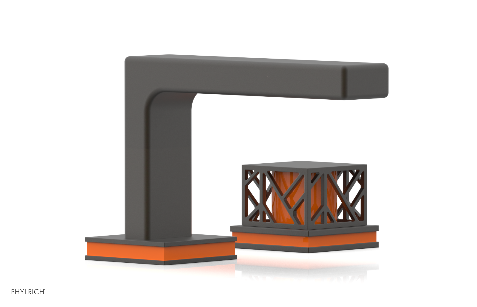 JOLIE Single Handle Faucet - Square Handle with "Orange" Accents 222-07