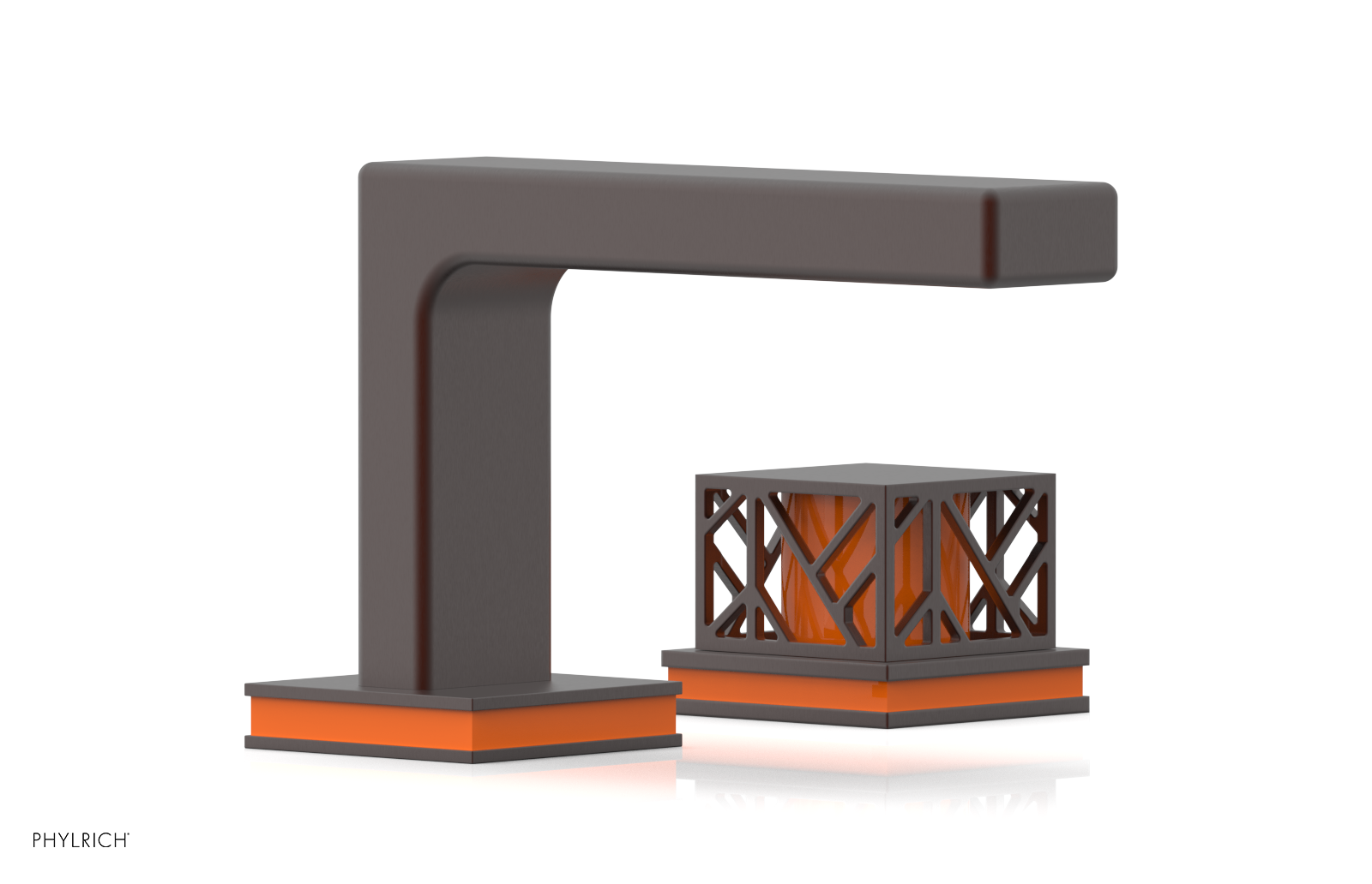 JOLIE Single Handle Faucet - Square Handle with "Orange" Accents 222-07