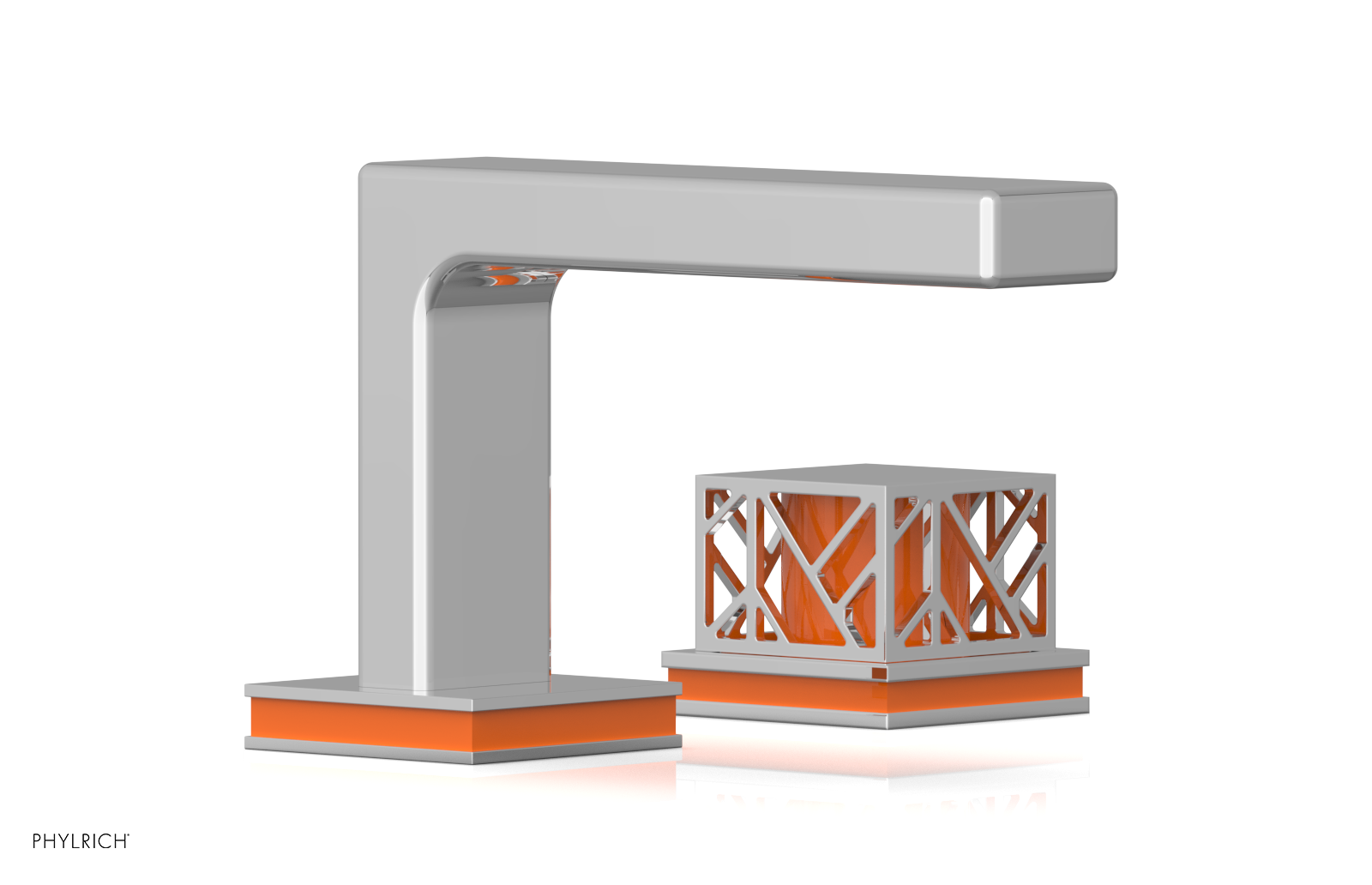 JOLIE Single Handle Faucet - Square Handle with "Orange" Accents 222-07