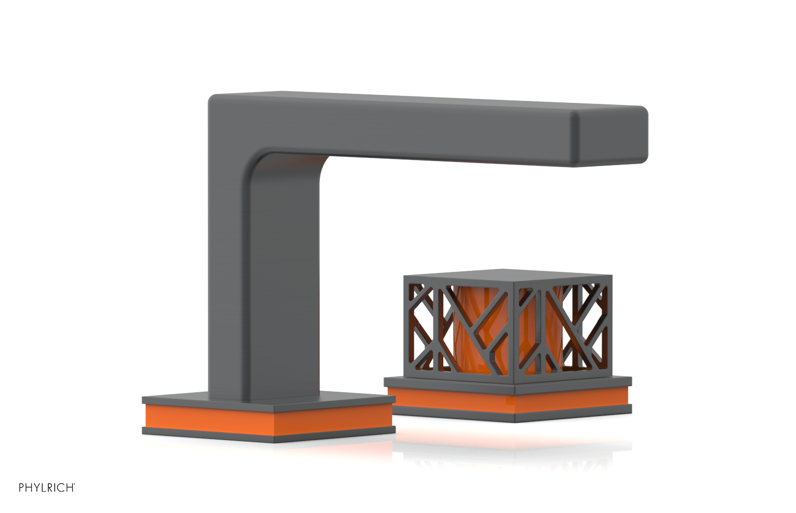 JOLIE Single Handle Faucet - Square Handle with "Orange" Accents 222-07