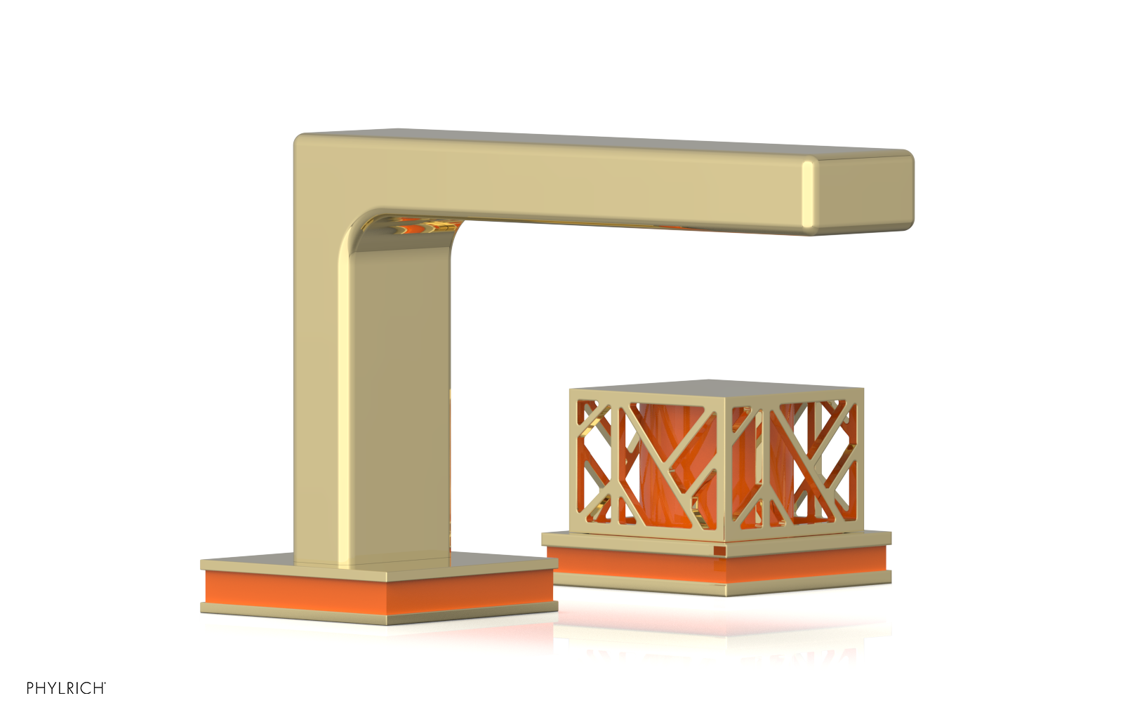 JOLIE Single Handle Faucet - Square Handle with "Orange" Accents 222-07