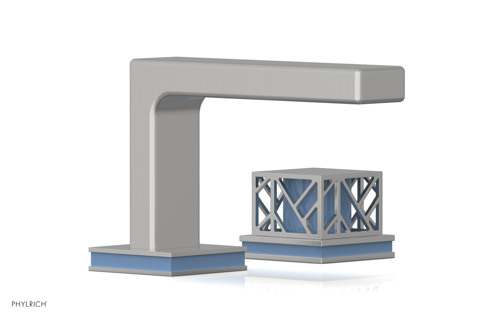 JOLIE Single Handle Faucet - Square Handle with "Light Blue" Accents 222-07