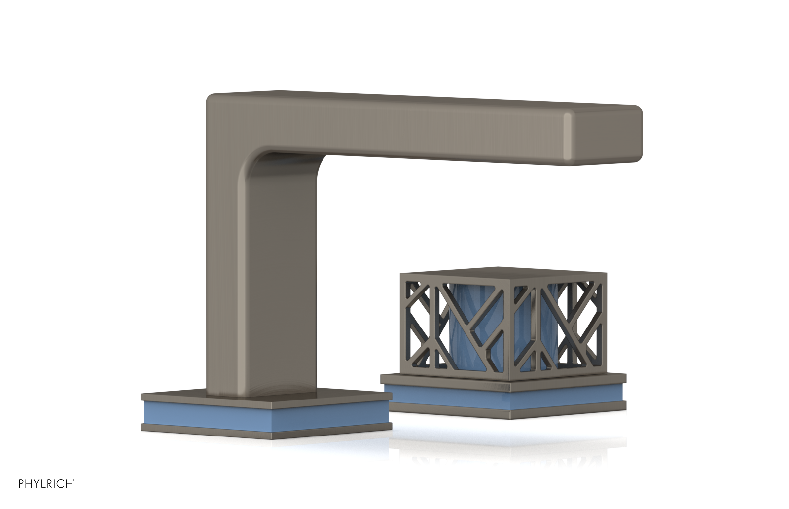 JOLIE Single Handle Faucet - Square Handle with "Light Blue" Accents 222-07