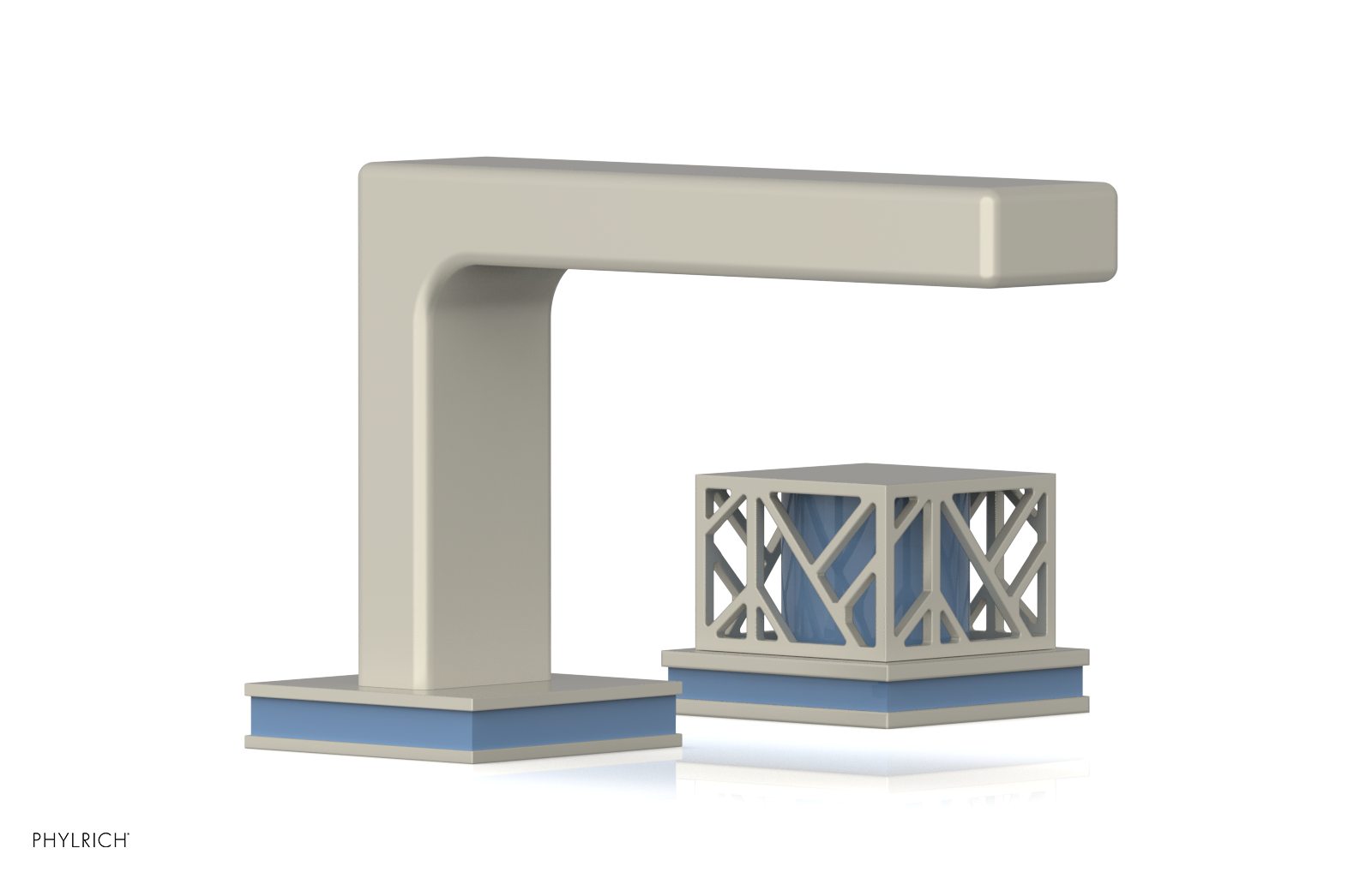 JOLIE Single Handle Faucet - Square Handle with "Light Blue" Accents 222-07