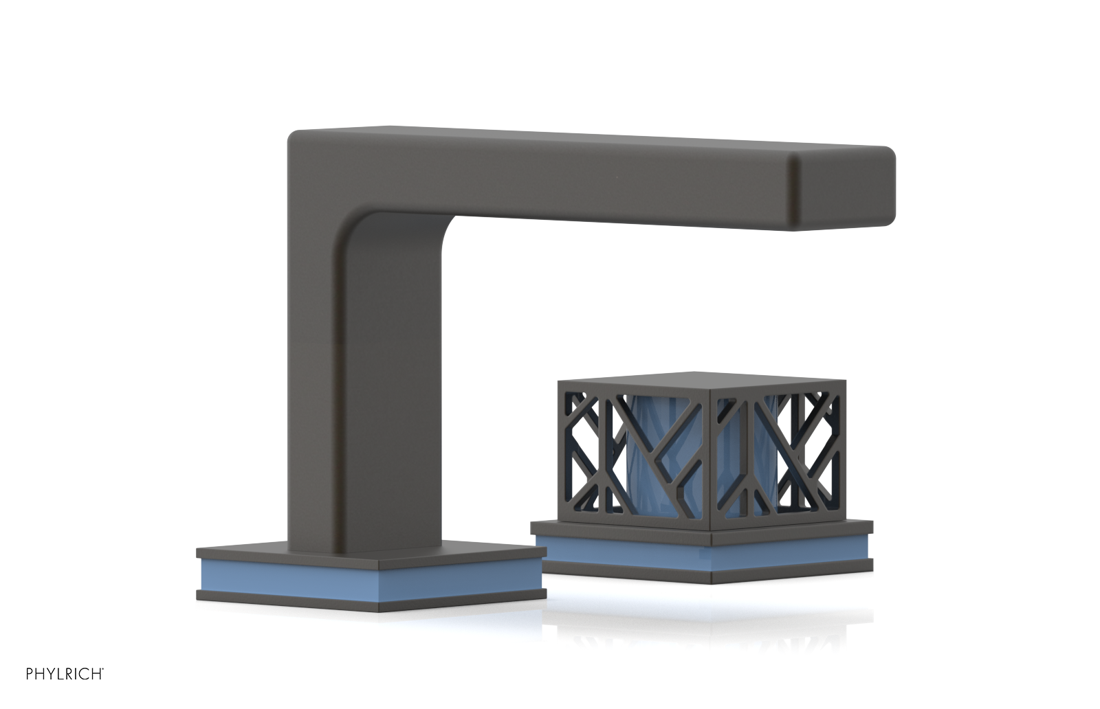 JOLIE Single Handle Faucet - Square Handle with "Light Blue" Accents 222-07