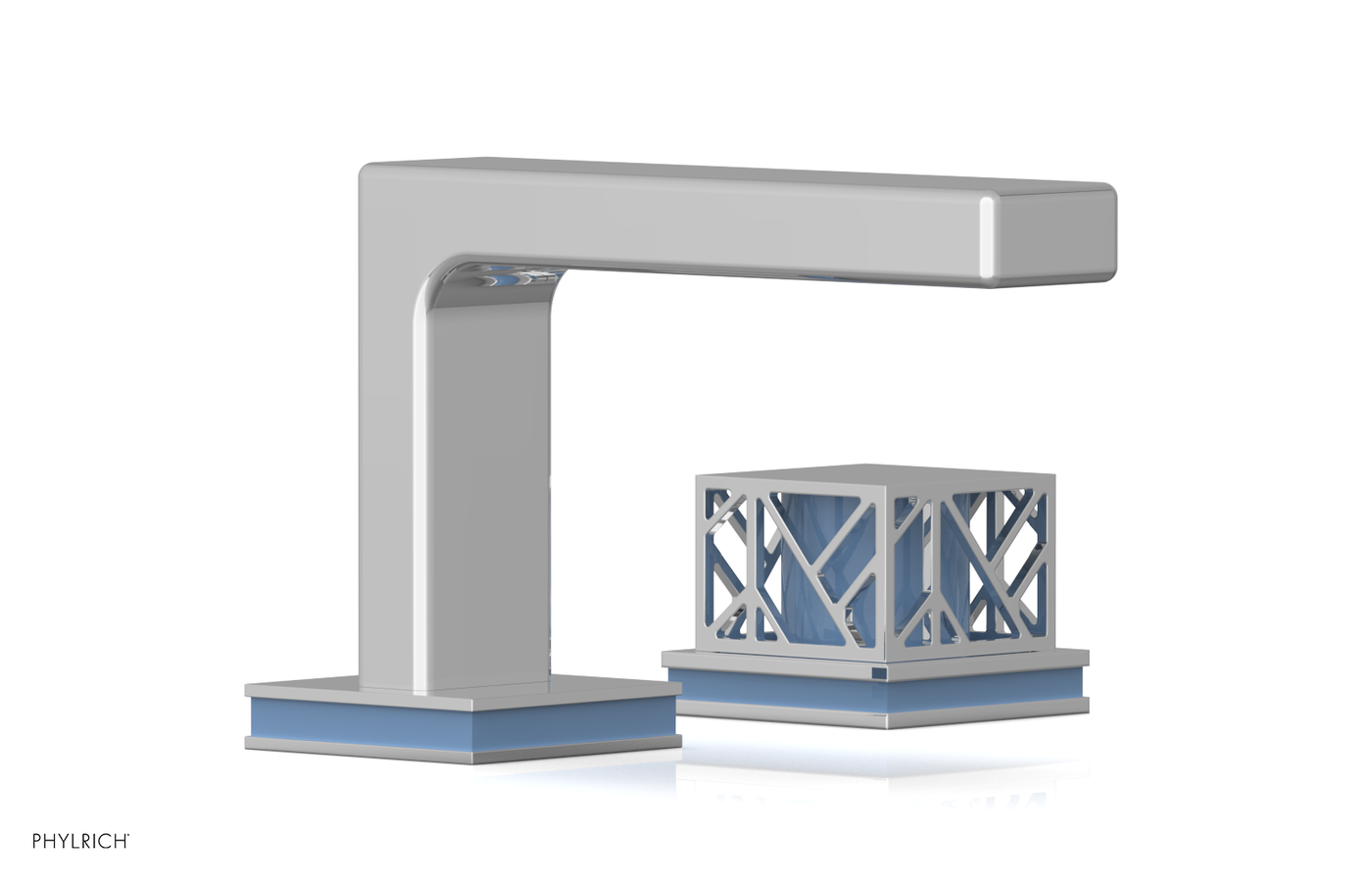 JOLIE Single Handle Faucet - Square Handle with "Light Blue" Accents 222-07