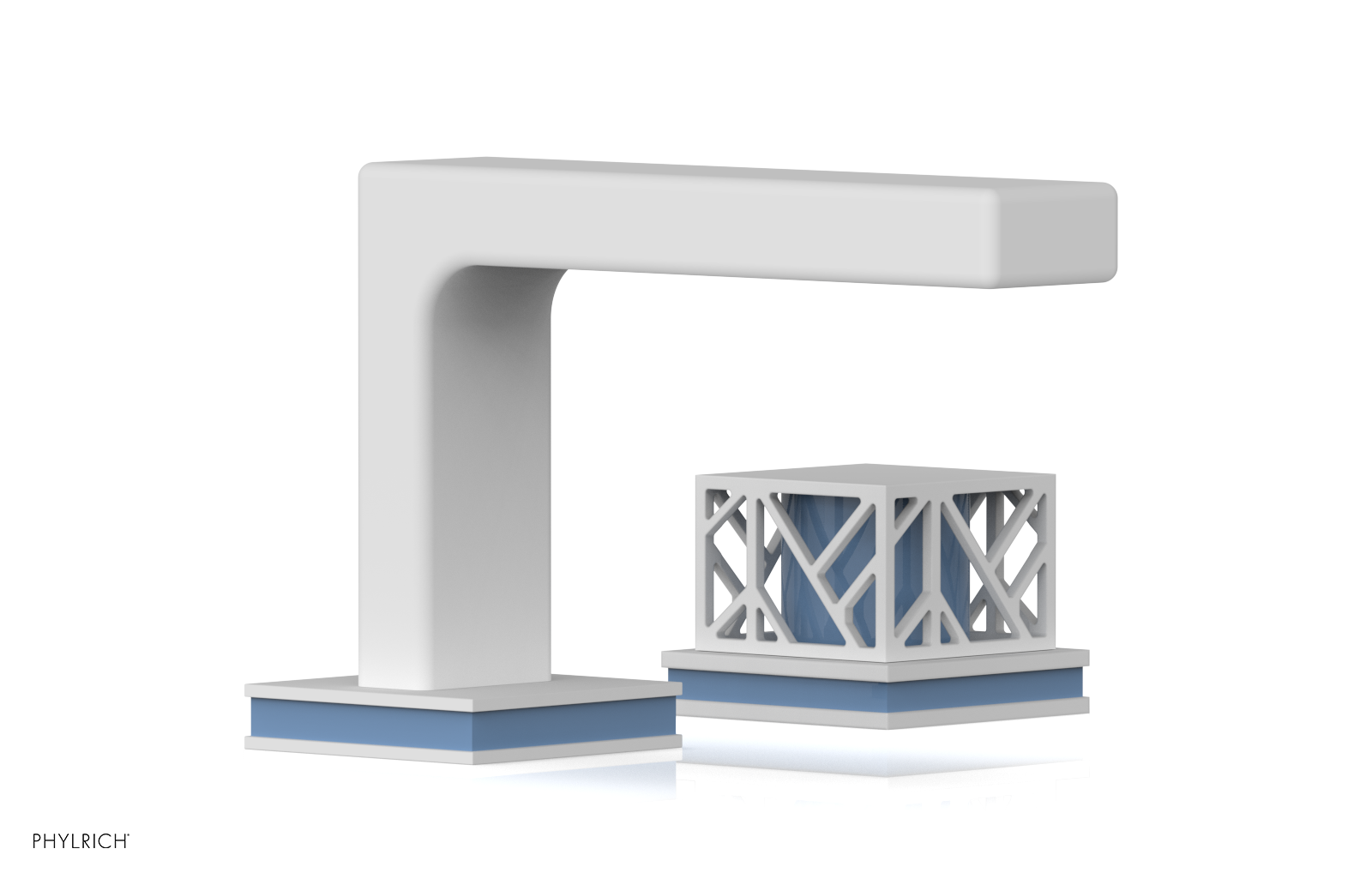 JOLIE Single Handle Faucet - Square Handle with "Light Blue" Accents 222-07