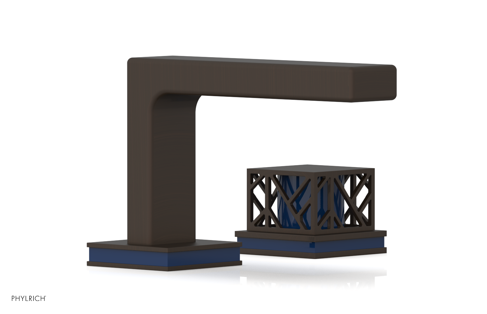 JOLIE Single Handle Faucet - Square Handle with "Navy Blue" Accents 222-07