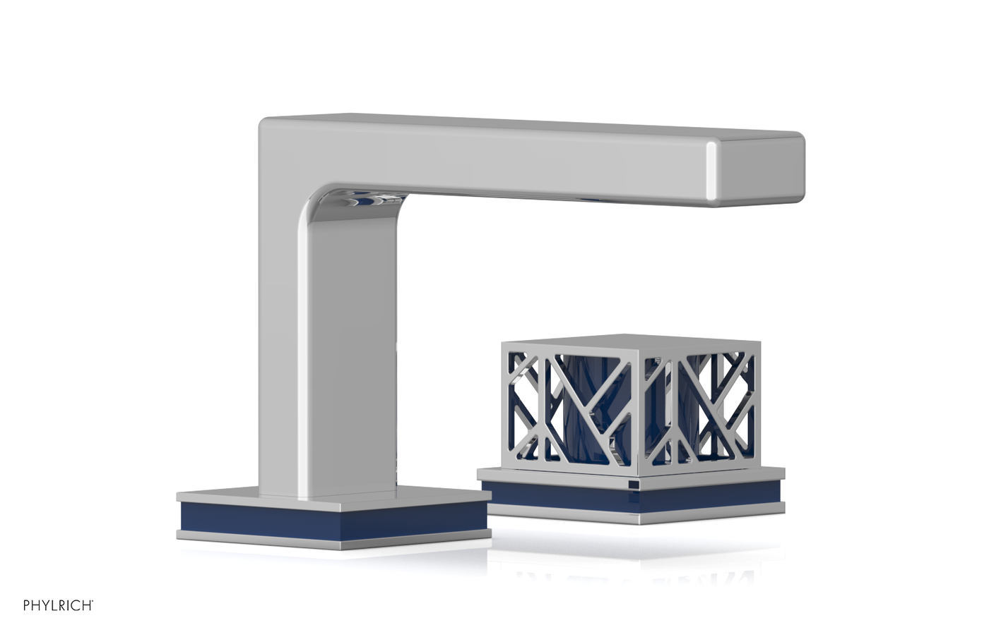 JOLIE Single Handle Faucet - Square Handle with "Navy Blue" Accents 222-07