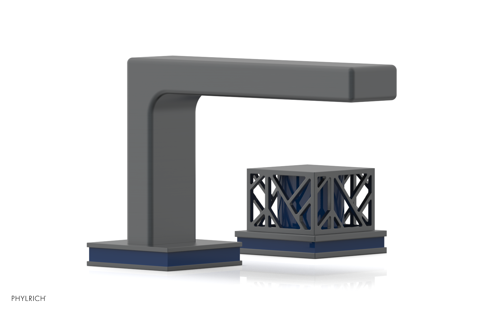 JOLIE Single Handle Faucet - Square Handle with "Navy Blue" Accents 222-07