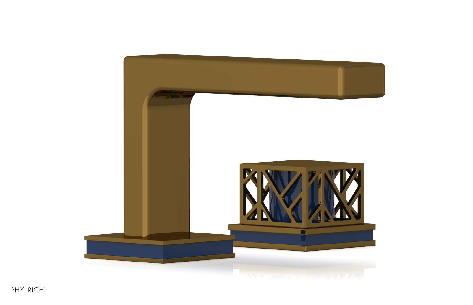 JOLIE Single Handle Faucet - Square Handle with "Navy Blue" Accents 222-07