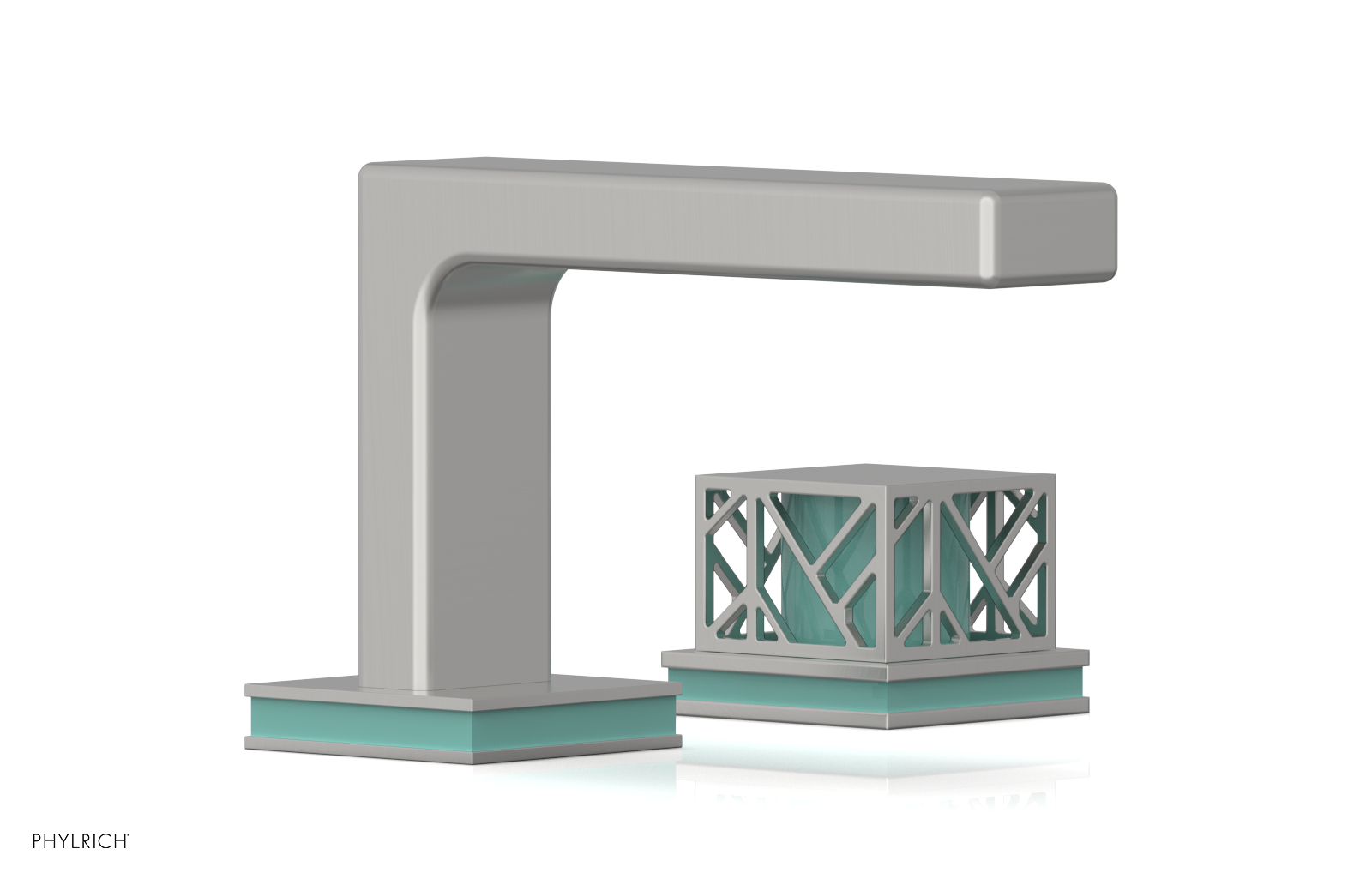 JOLIE Single Handle Faucet - Square Handle with "Turqoise" Accents 222-07