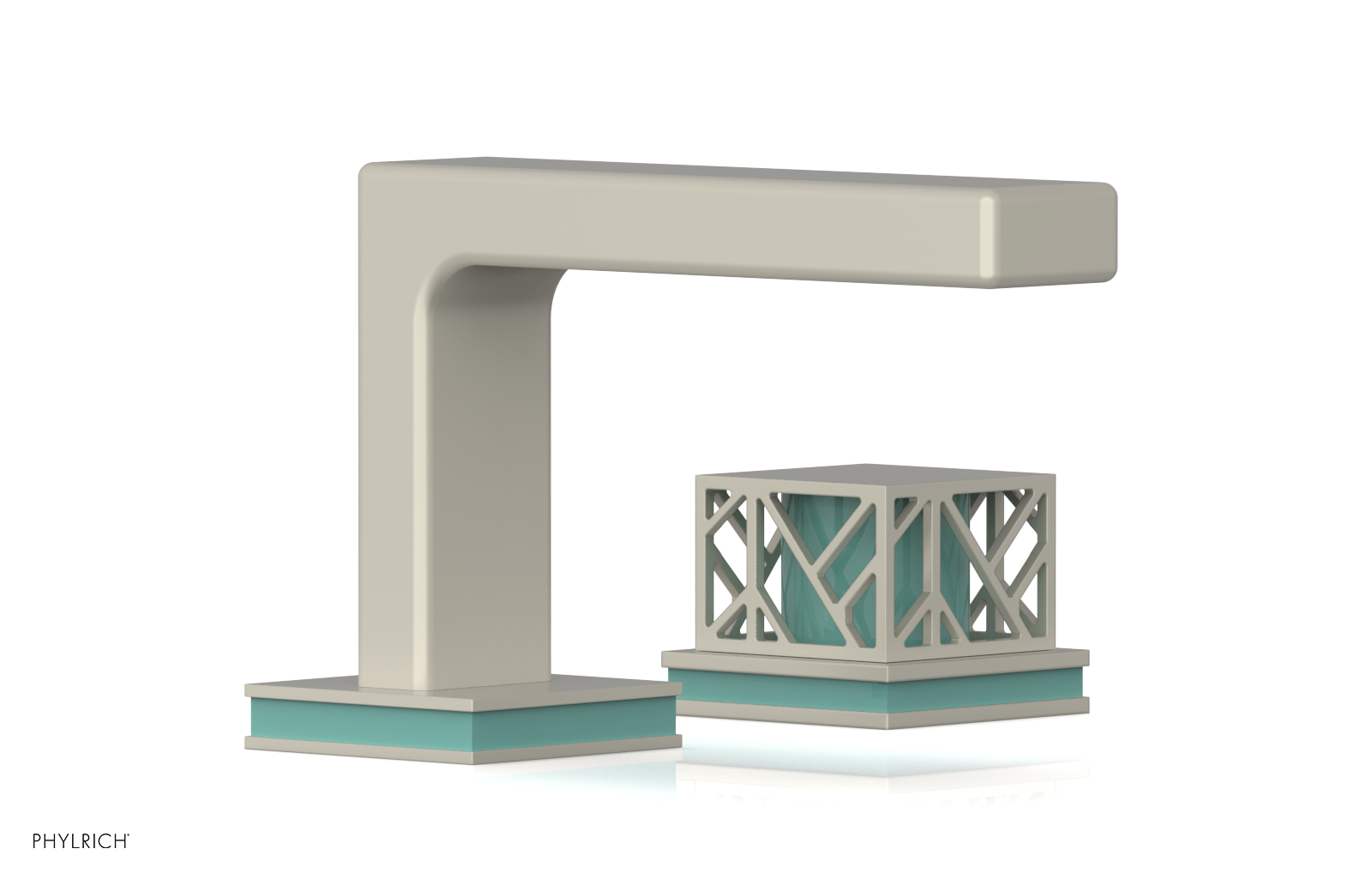 JOLIE Single Handle Faucet - Square Handle with "Turqoise" Accents 222-07