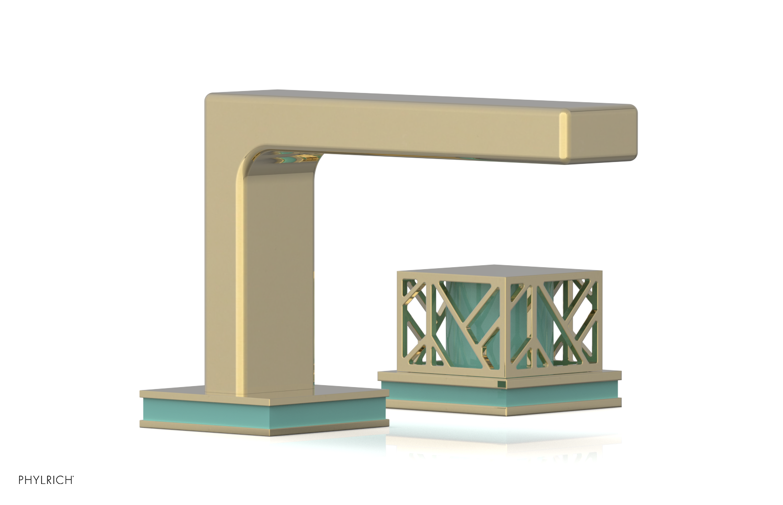 JOLIE Single Handle Faucet - Square Handle with "Turqoise" Accents 222-07