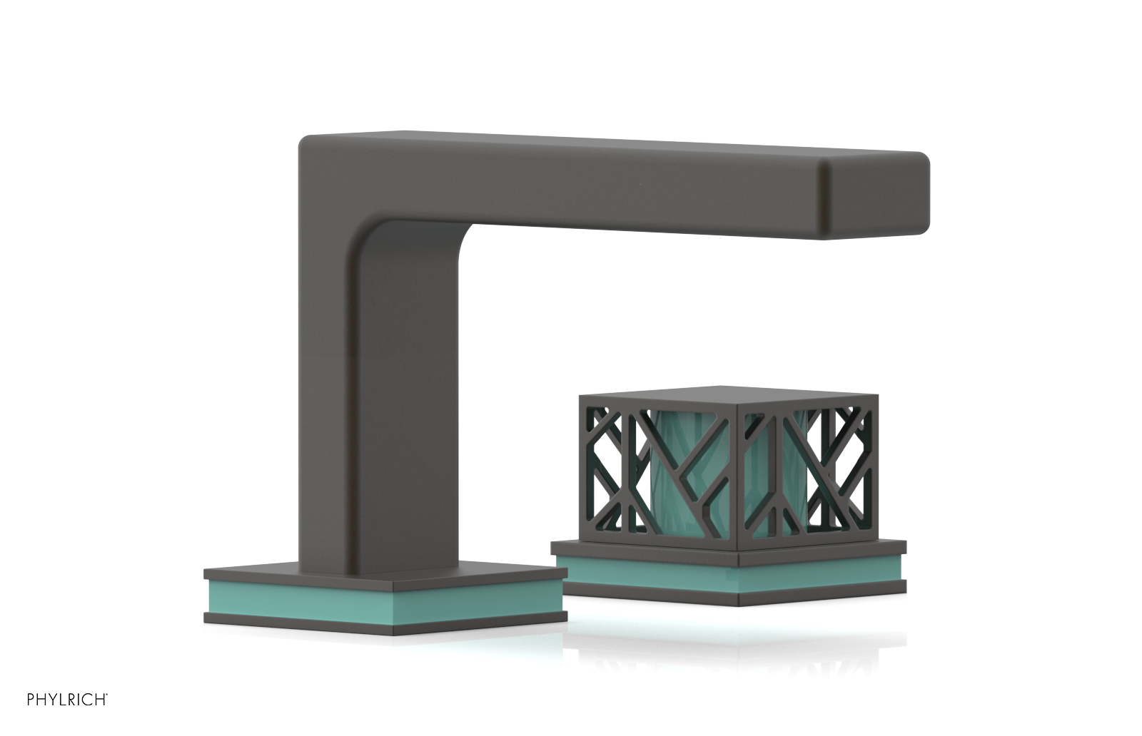 JOLIE Single Handle Faucet - Square Handle with "Turqoise" Accents 222-07