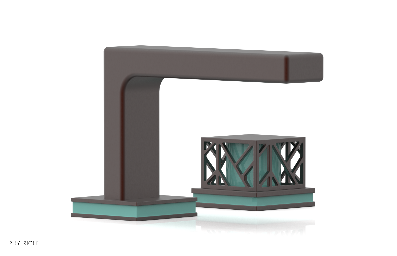 JOLIE Single Handle Faucet - Square Handle with "Turqoise" Accents 222-07