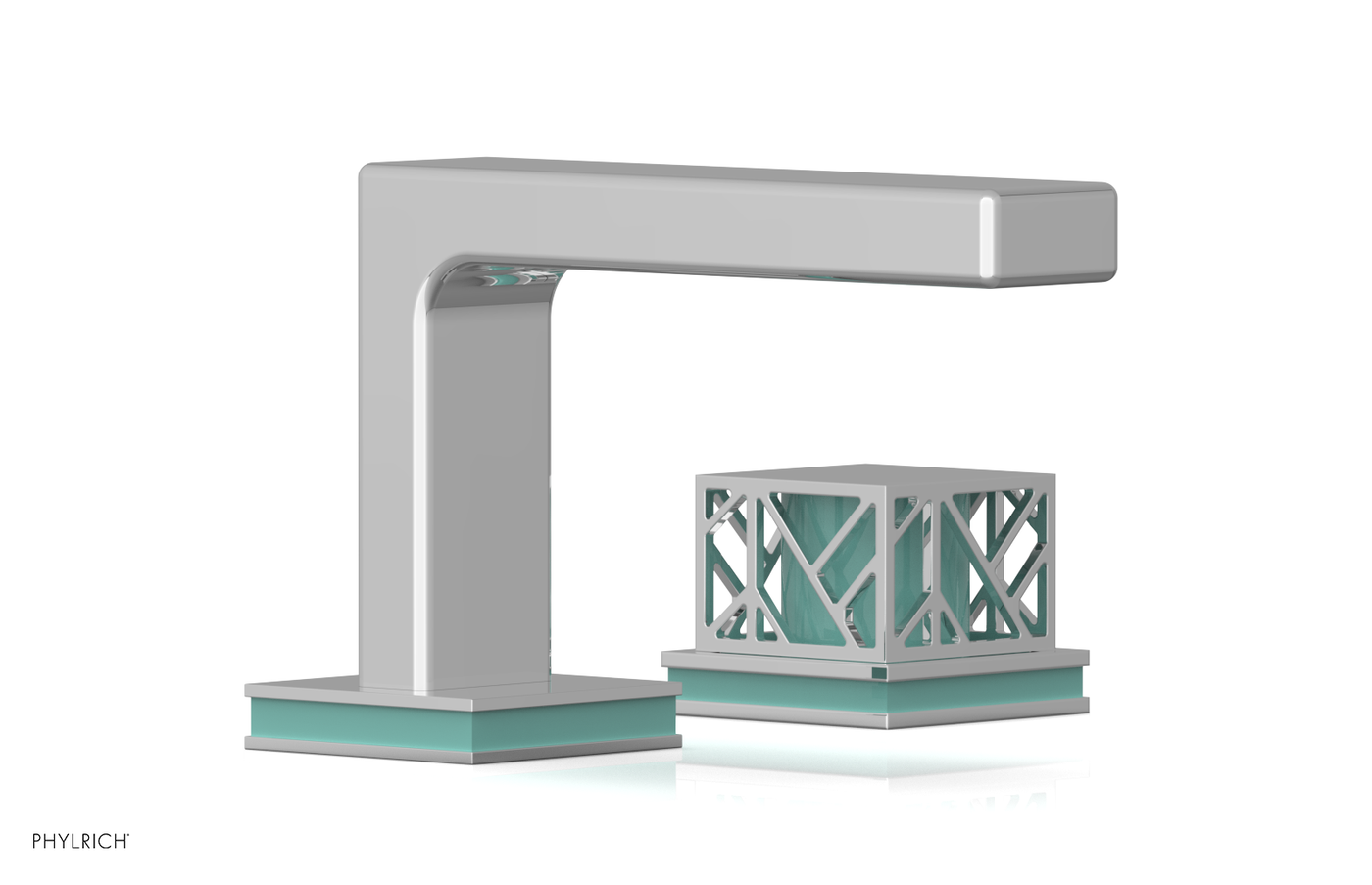 JOLIE Single Handle Faucet - Square Handle with "Turqoise" Accents 222-07