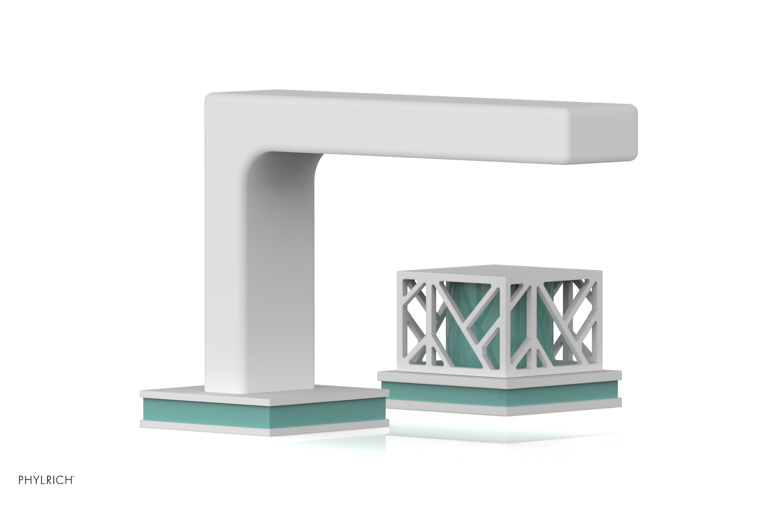 JOLIE Single Handle Faucet - Square Handle with "Turqoise" Accents 222-07