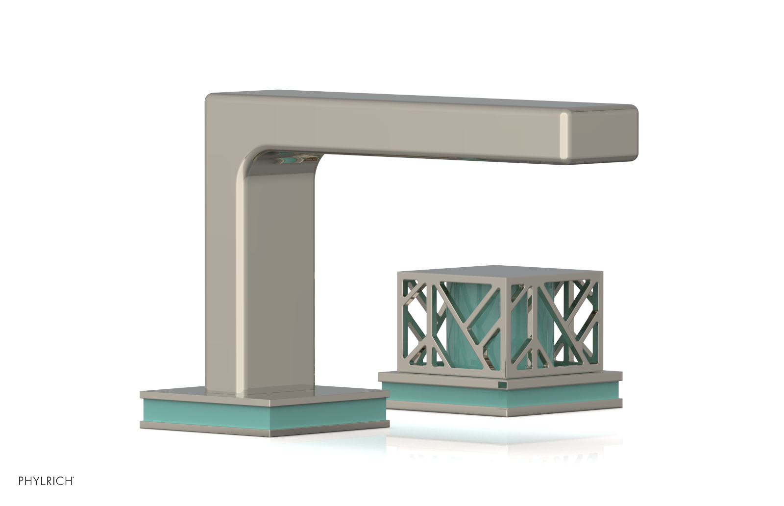 JOLIE Single Handle Faucet - Square Handle with "Turqoise" Accents 222-07