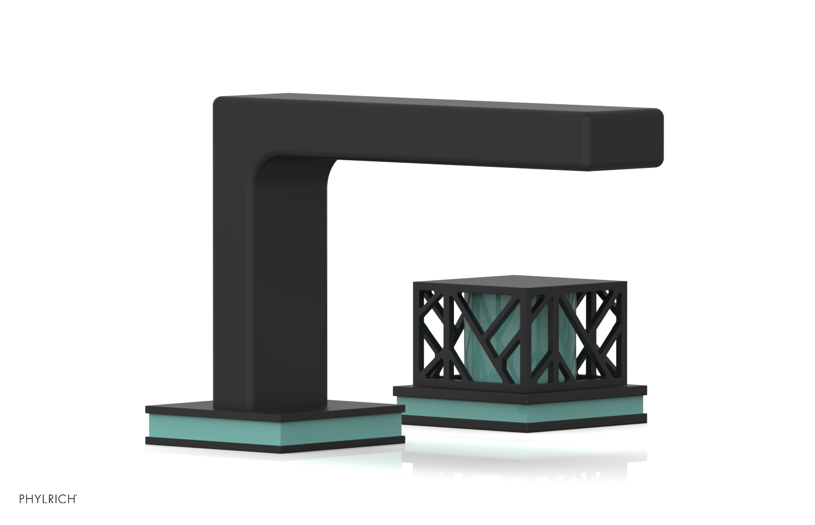JOLIE Single Handle Faucet - Square Handle with "Turqoise" Accents 222-07