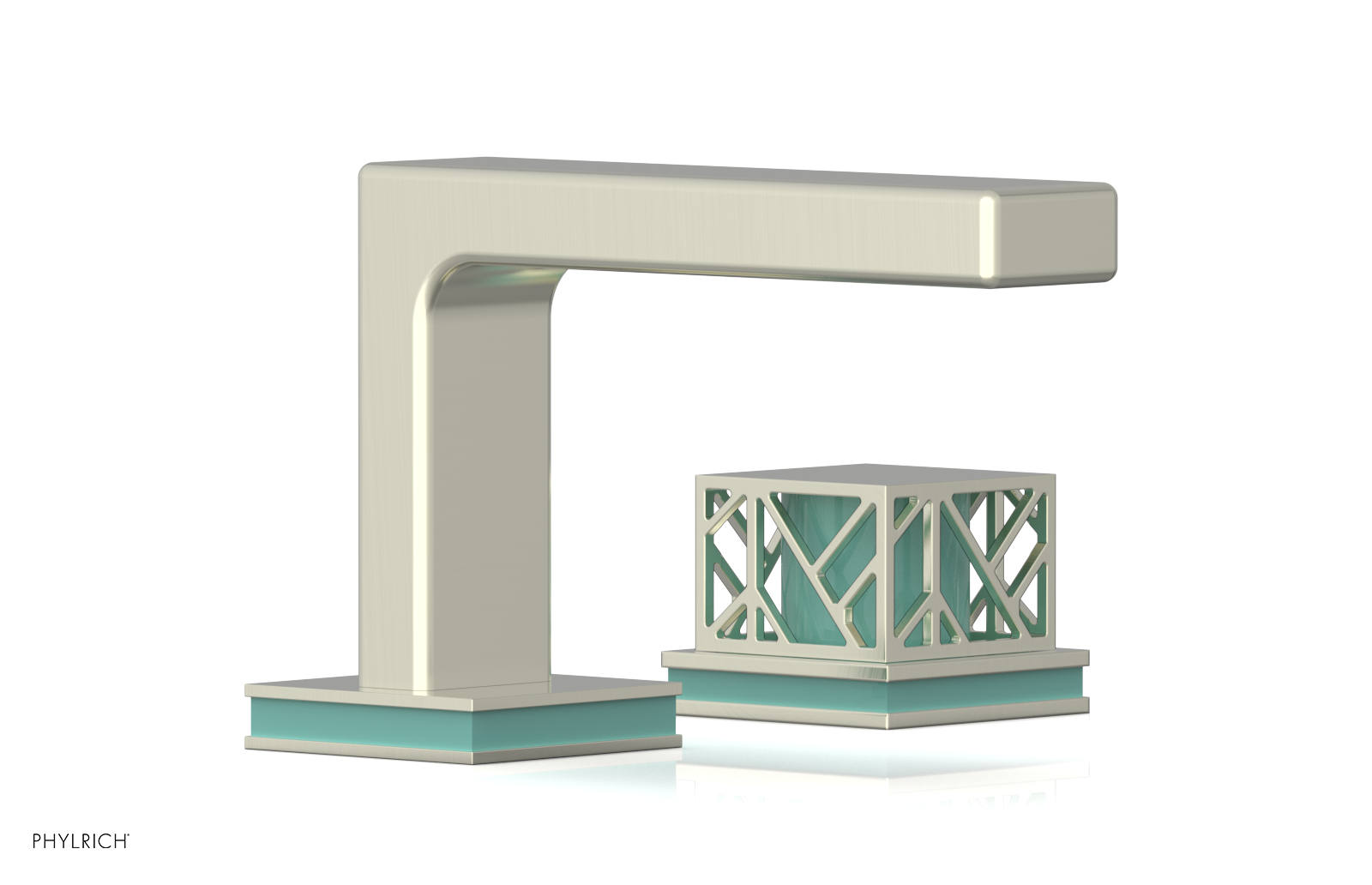 JOLIE Single Handle Faucet - Square Handle with "Turqoise" Accents 222-07