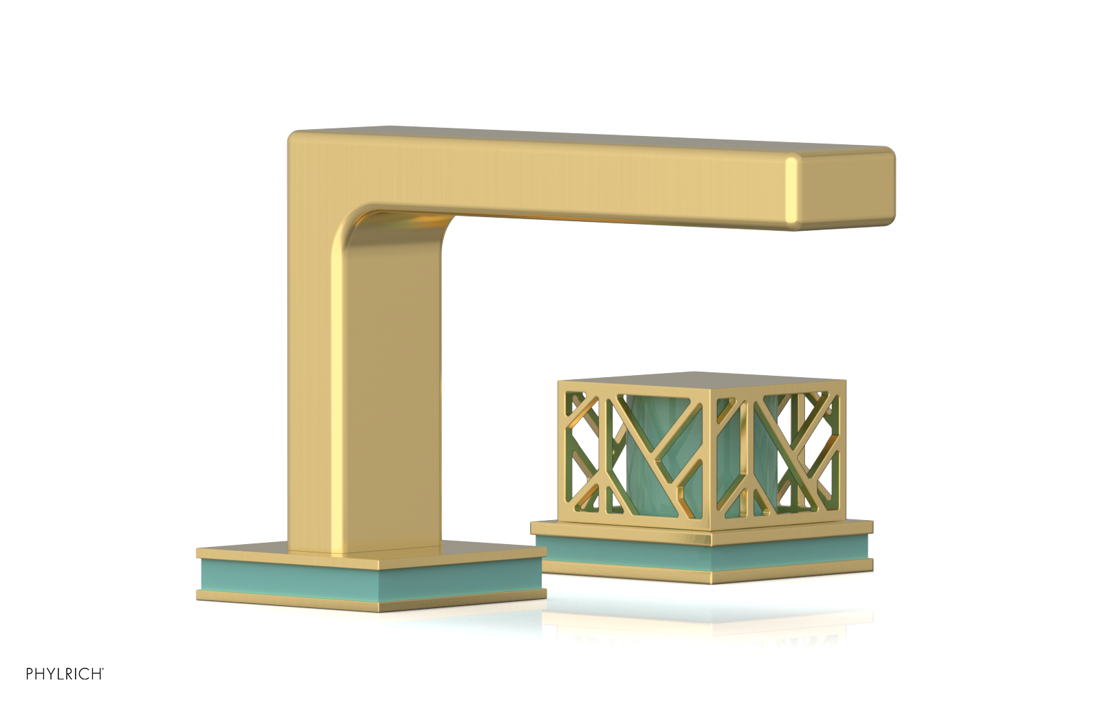 JOLIE Single Handle Faucet - Square Handle with "Turqoise" Accents 222-07