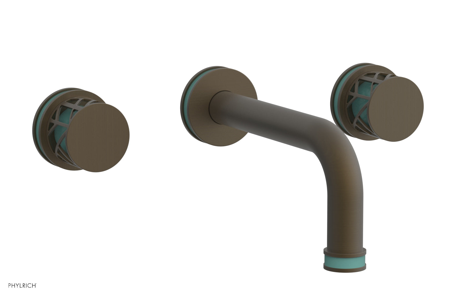 JOLIE Wall Lavatory Set - Round Handles with "Turquoise" Accents 222-11