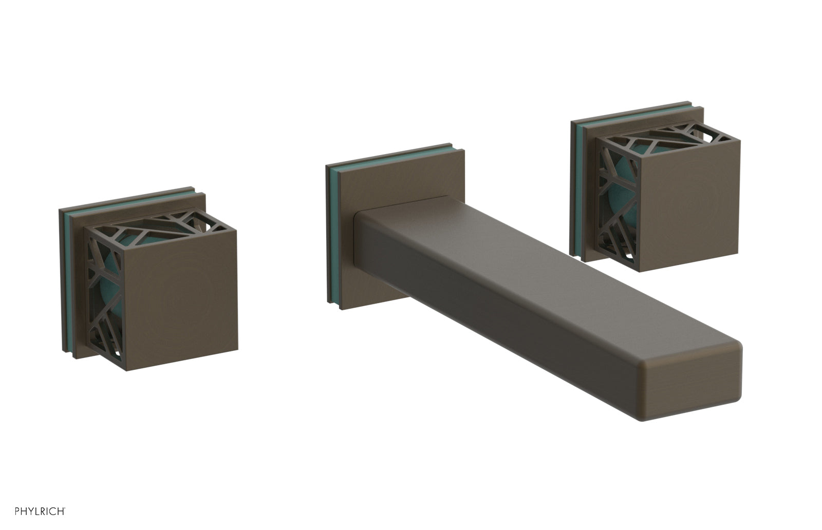 JOLIE Wall Lavatory Set - Square Handles with "Turquoise" Accents 222-12