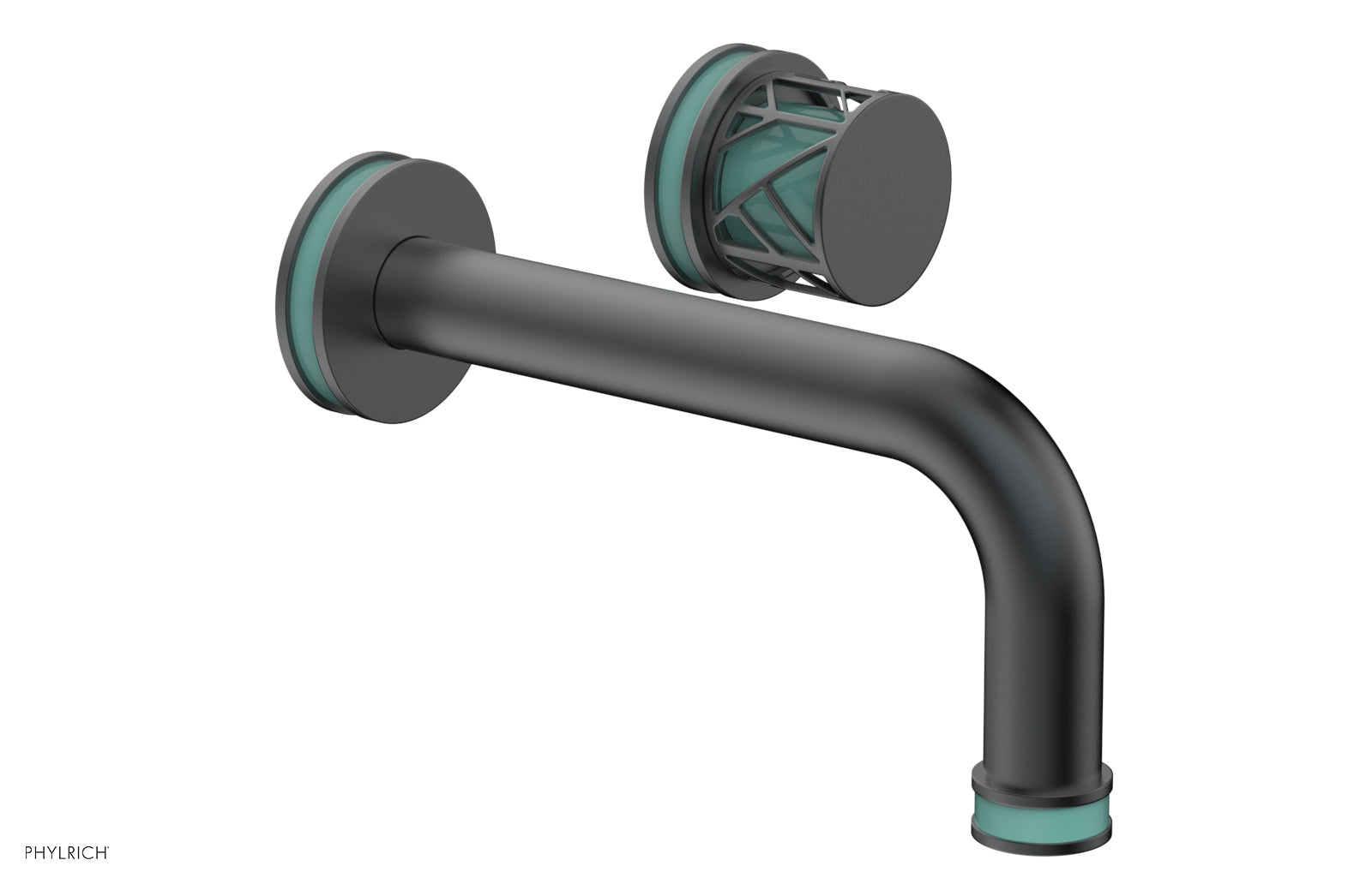 JOLIE Single Handle Wall Lavatory Set - Round Handle "Turquoise" Accents 222-15