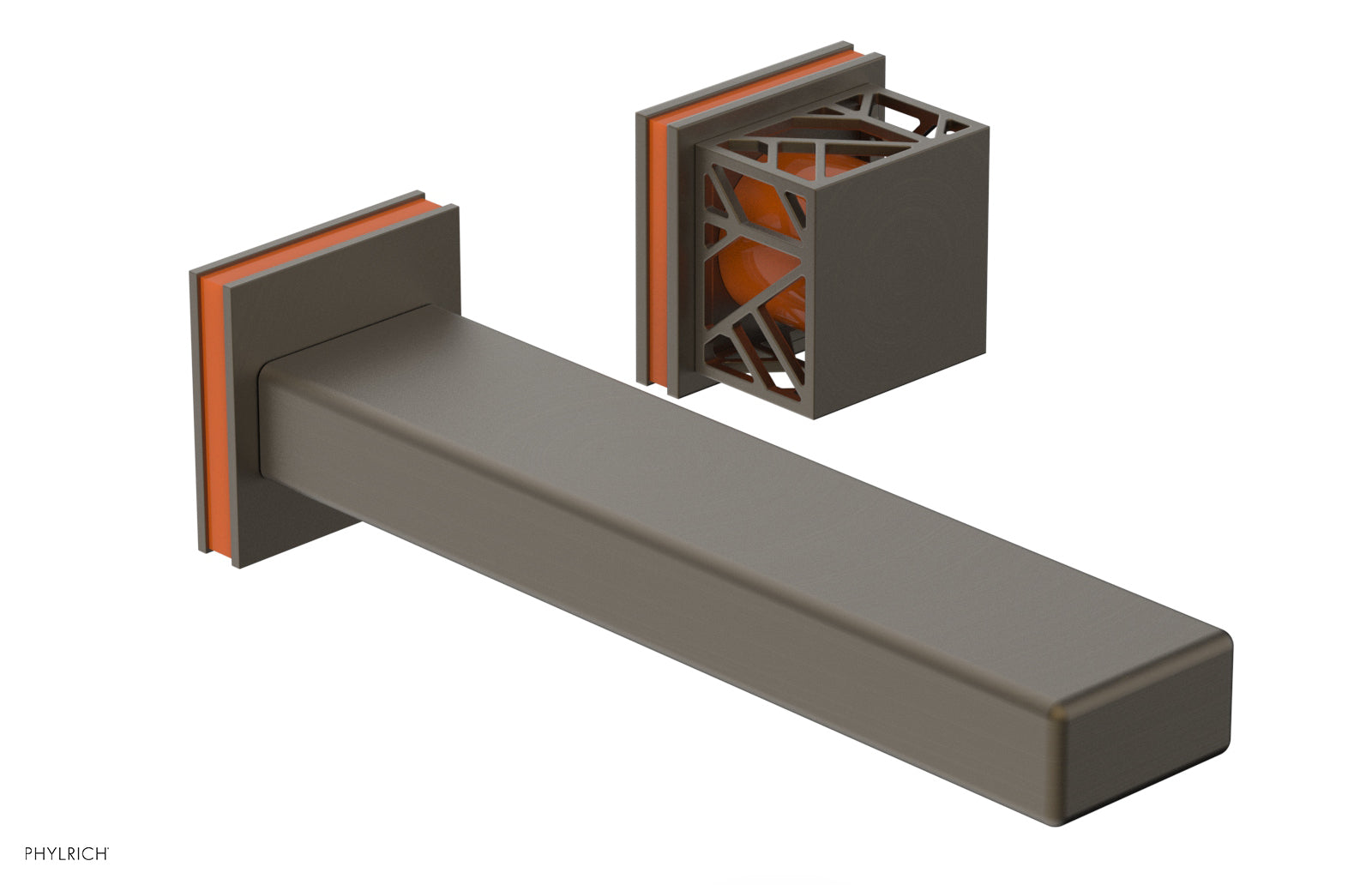 JOLIE Single Handle Wall Lavatory Set - Square Handle "Orange" Accents 222-16