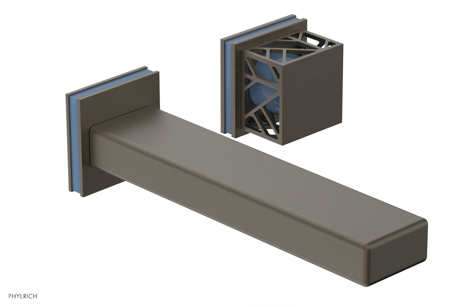 JOLIE Single Handle Wall Lavatory Set - Square Handle "Light Blue" Accents 222-16