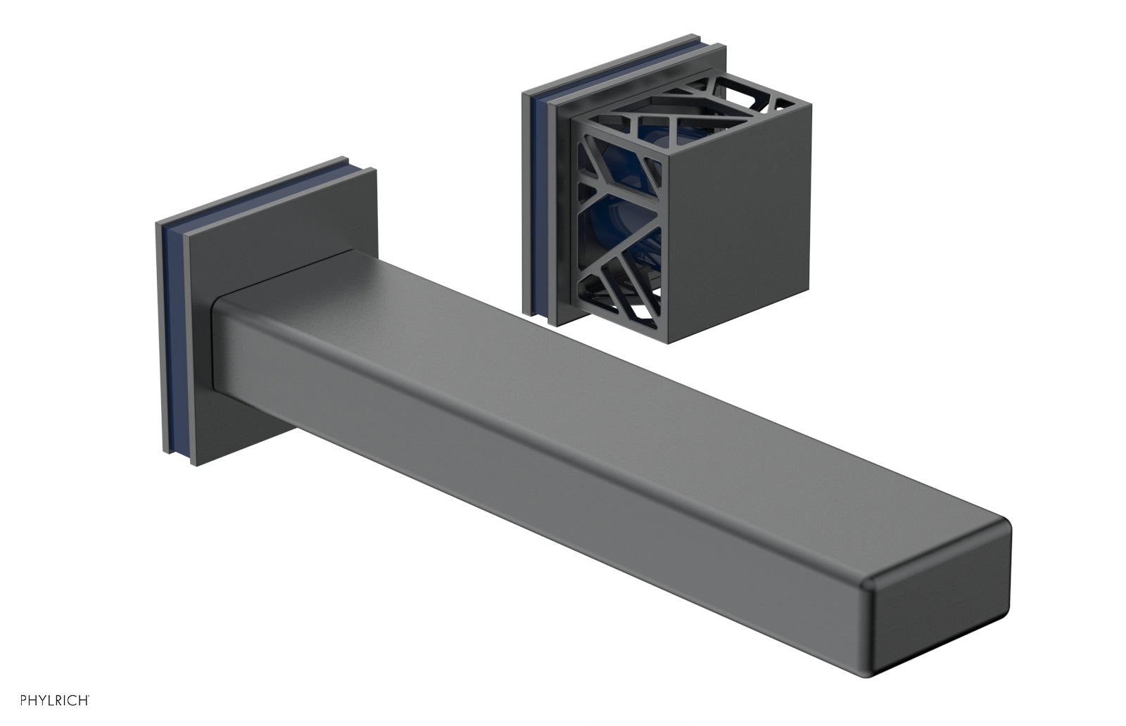 JOLIE Single Handle Wall Lavatory Set - Square Handle "Navy Blue" Accents 222-16