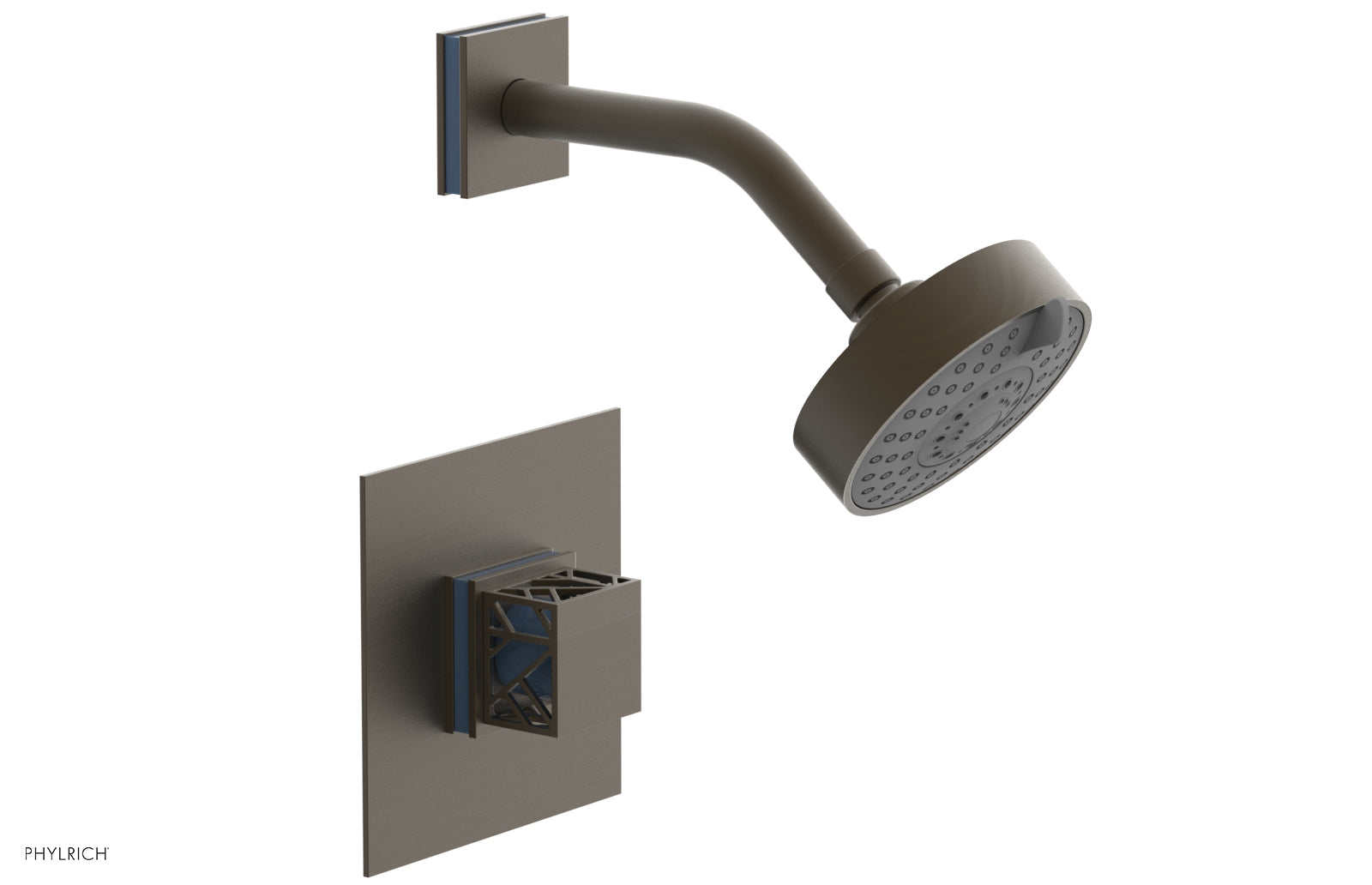 JOLIE Pressure Balance Shower Set - Square Handle with "Light Blue" Accents 222-22
