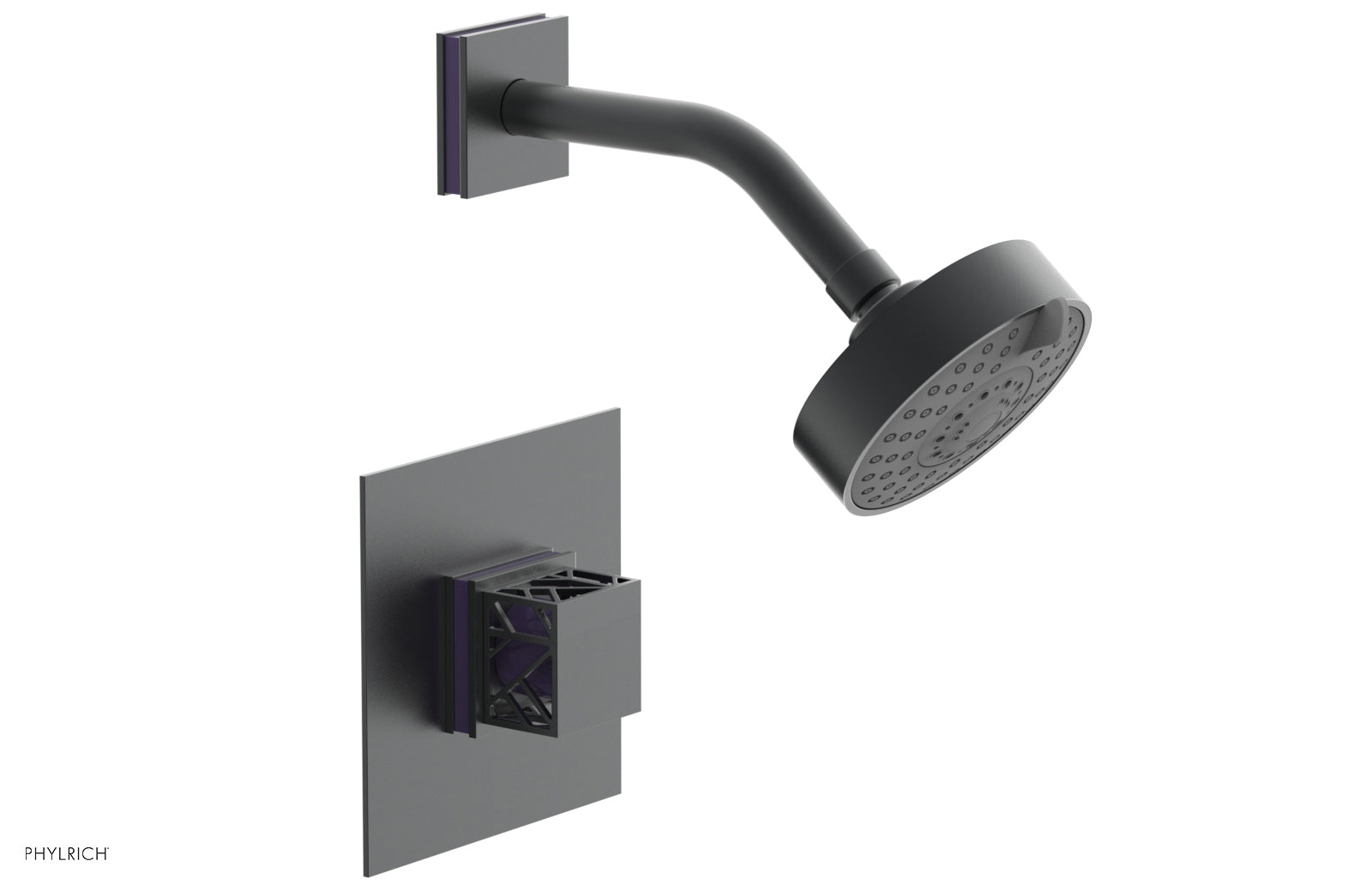 JOLIE Pressure Balance Shower Set - Square Handle with "Purple" Accents 222-22