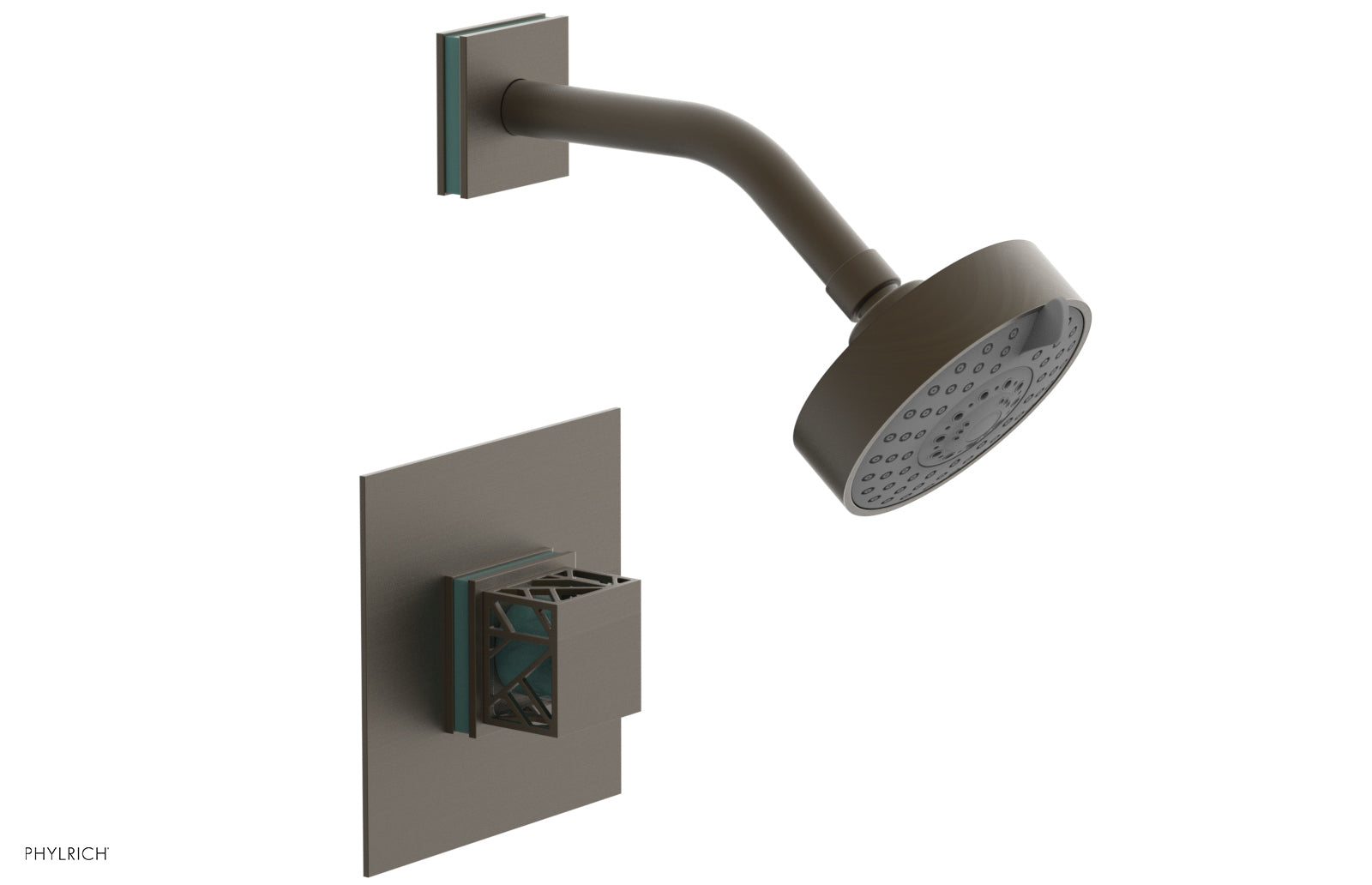 JOLIE Pressure Balance Shower Set - Square Handle with "Turquoise" Accents 222-22